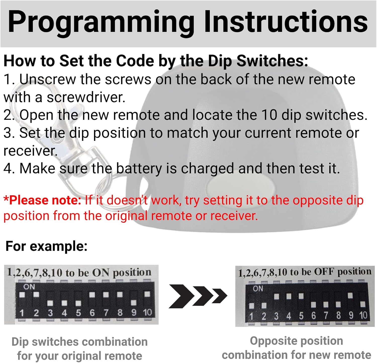 QSDIYRF Gate/Garage Door Remote Compatible with Digi-Code DC-5010 DC-5030 DC-5040 DC-5060 DC-5070, Garage Remote Work for Multi-Code 3089 300Mhz 10 Dip Switches Mini Transmitter (1 Channel, 1 Pack) image number 5