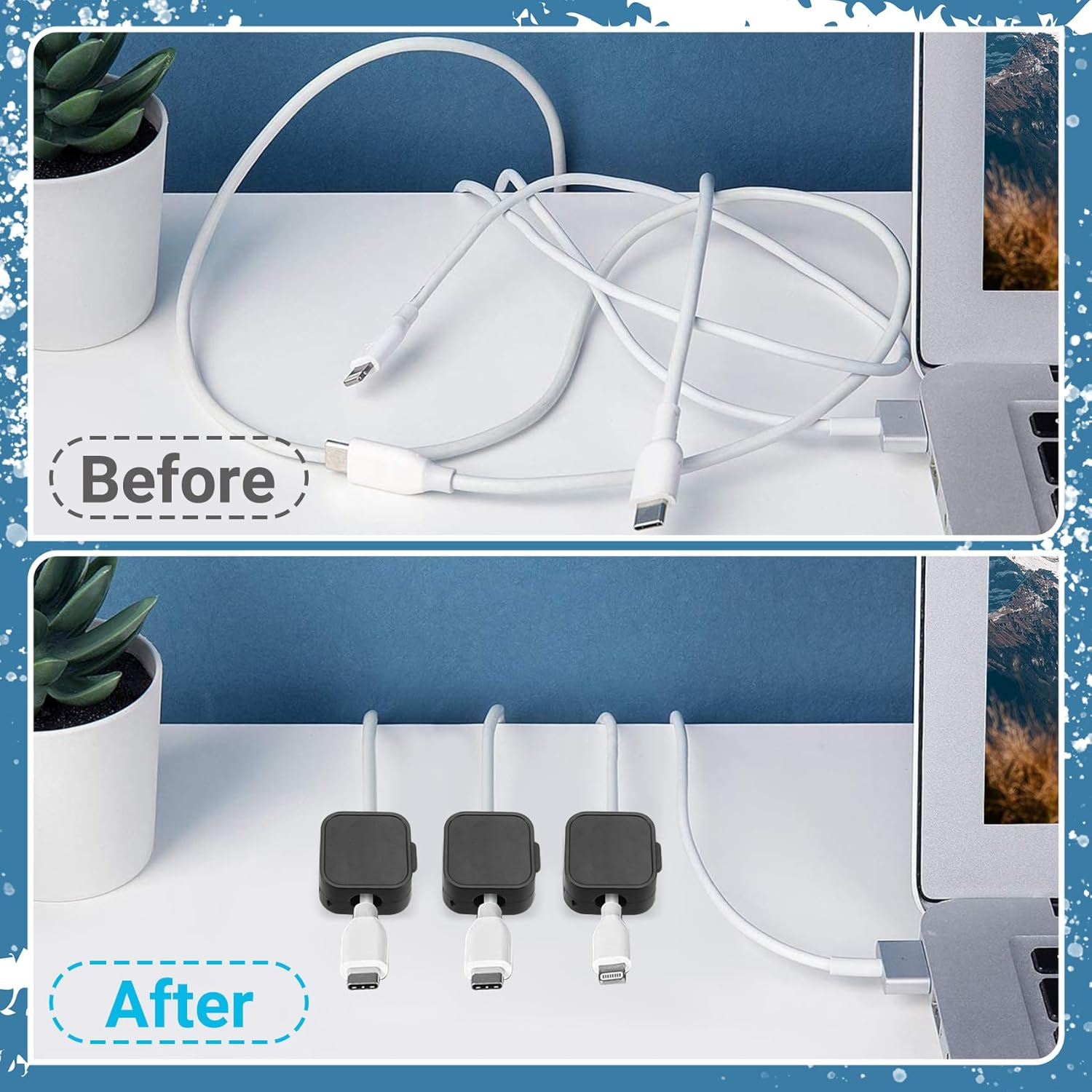 Hcskoss 8 Pack Magnetic Cord Organizer,Magnetic Cable Clips Cable,Smooth Adjustable Easy Secure Cable Management,Magnetic Cord Holder,Wire Holder Keeper Organizer for Home,Office,Car,Desk image number 3