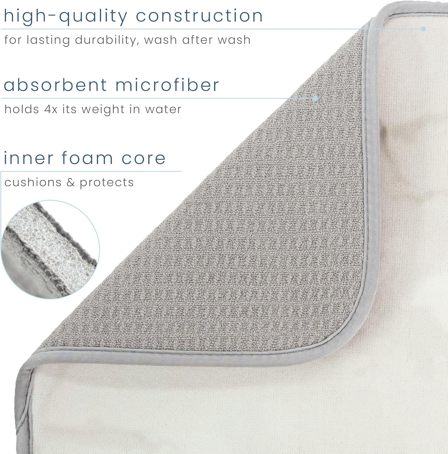 S&T INC. Dish Drying Mat XL, 18&rdquo; X 24&rdquo;, Absorbent Microfiber Kitchen Counter Mat, Dish Drying Pad for Dishes, Utensils, Pots and Pans, Extra Large, Grey Stone image number 4