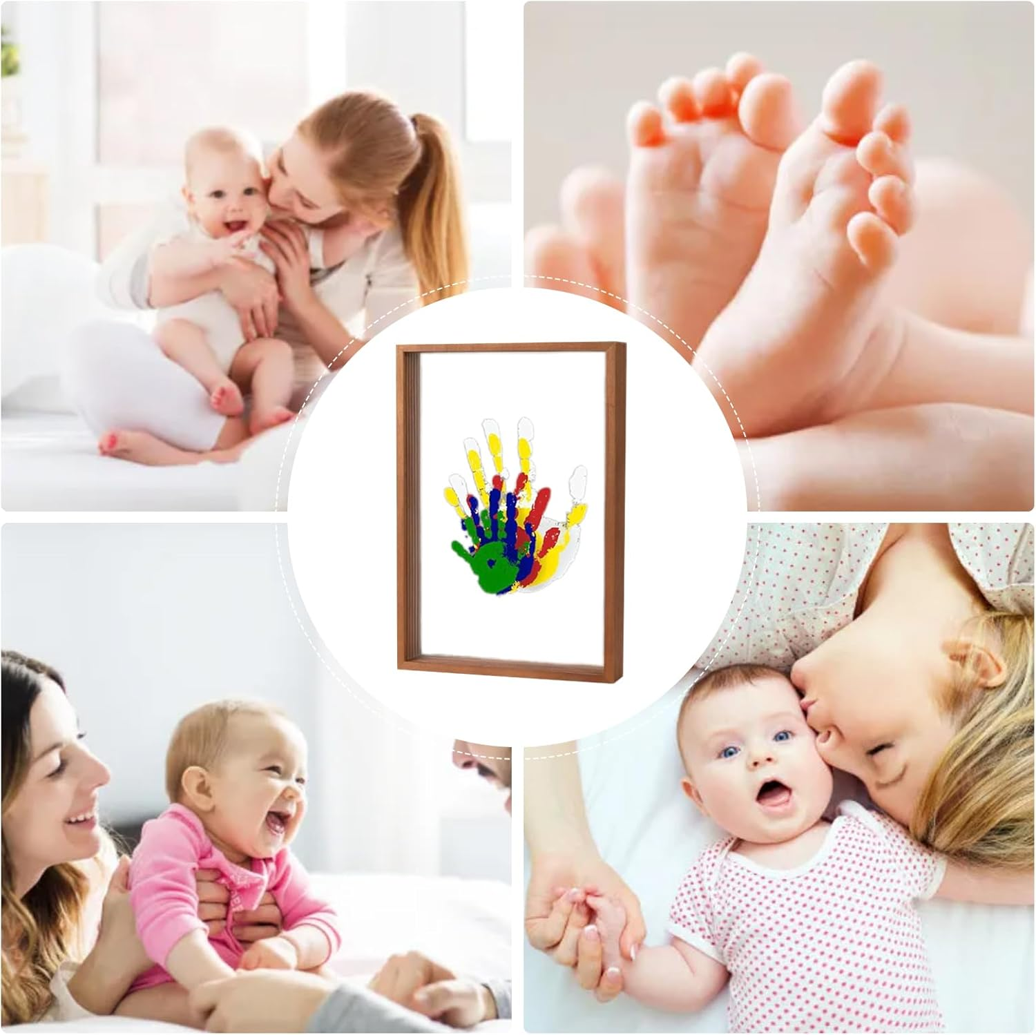 Family Handprint Kit,Handprint Craft Keepsake | Transparent Photo Frame Hangable Home Desk Ornament for Baby Shower Nursery - White image number 2