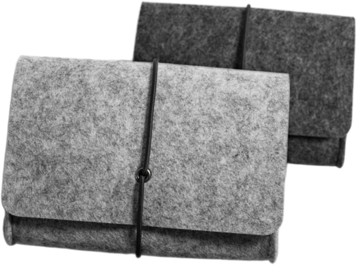 SHERCHPRY 2Pcs Felt Storage Bag Pockets Tote Bag Organizer Travel Organizer Felt Pouch for Passport Phone Electronics Light Grey image number 2