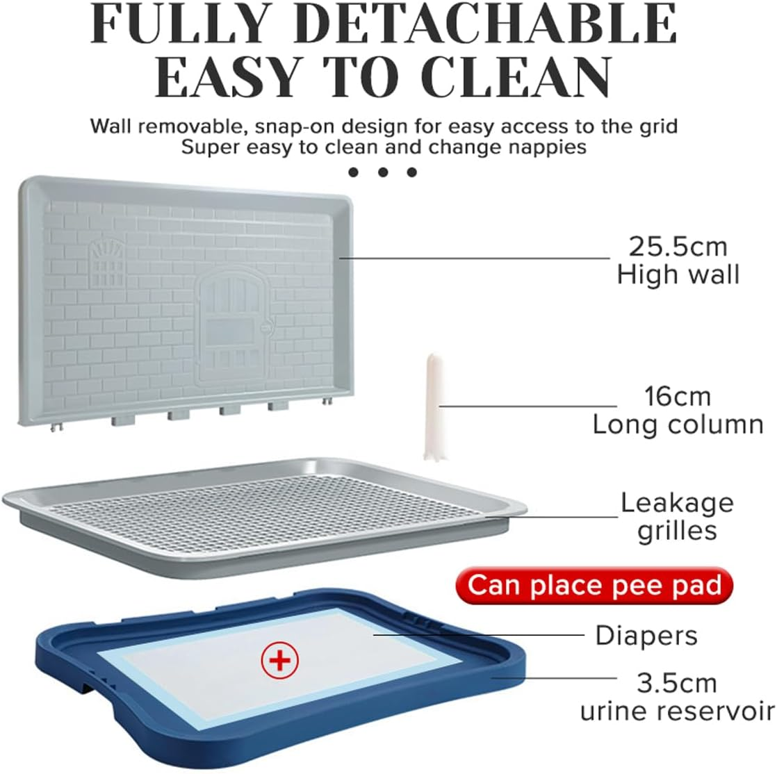AIMALL Indoor Dog Potty Trainer, Small to Medium Breed Pet Toilet with Raised Edges, Anti-Slip Pee Tray, Easy Clean Grid System - 20.08"X15.55"X1.38" - Blue image number 4