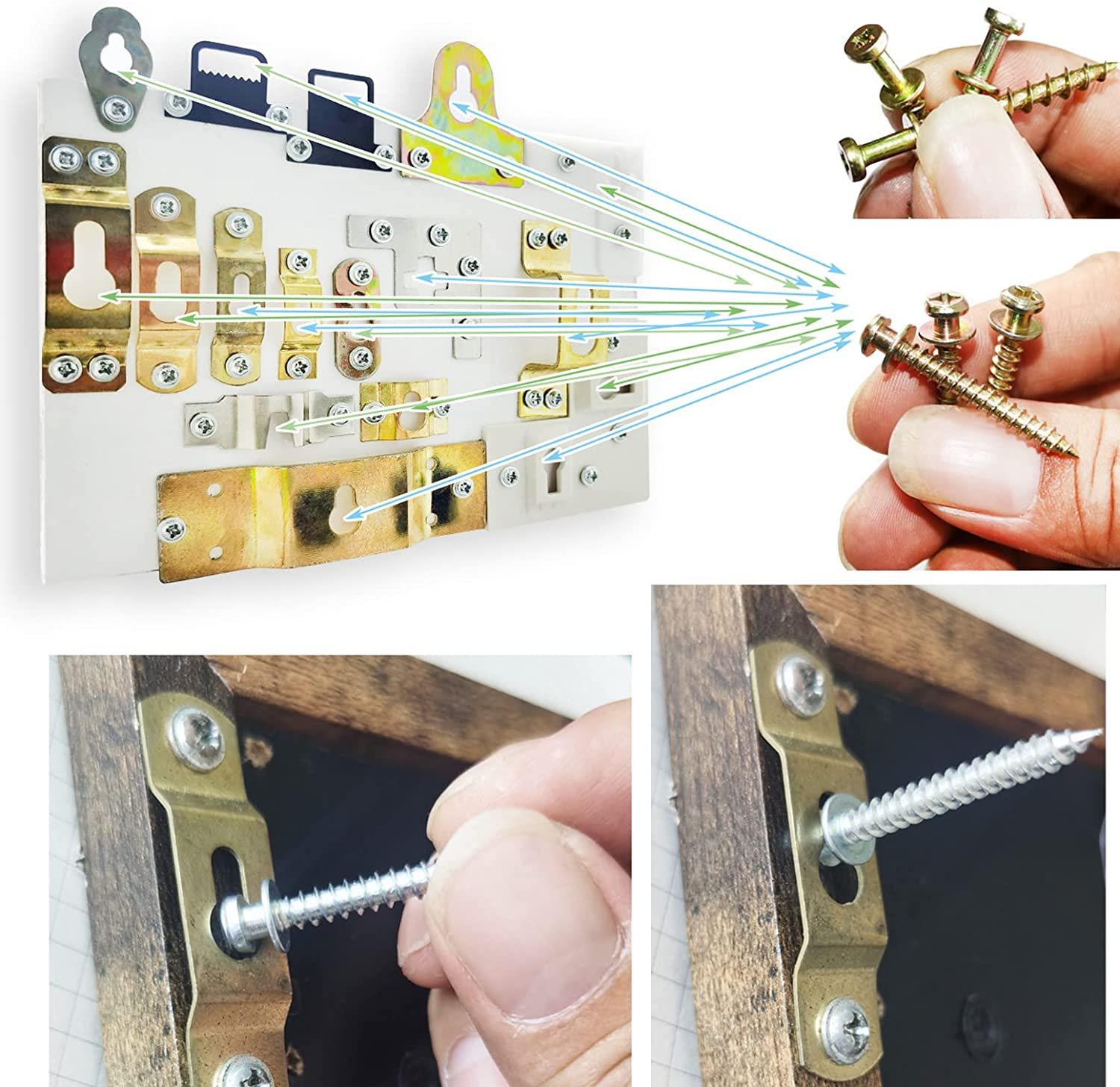 Laffeya Double-Headed Bear Claw Picture Hanging Screw, 4 in 1 Screw Hook, Work in Drywall and Wood Studs (Mix Size, 40) image number 2