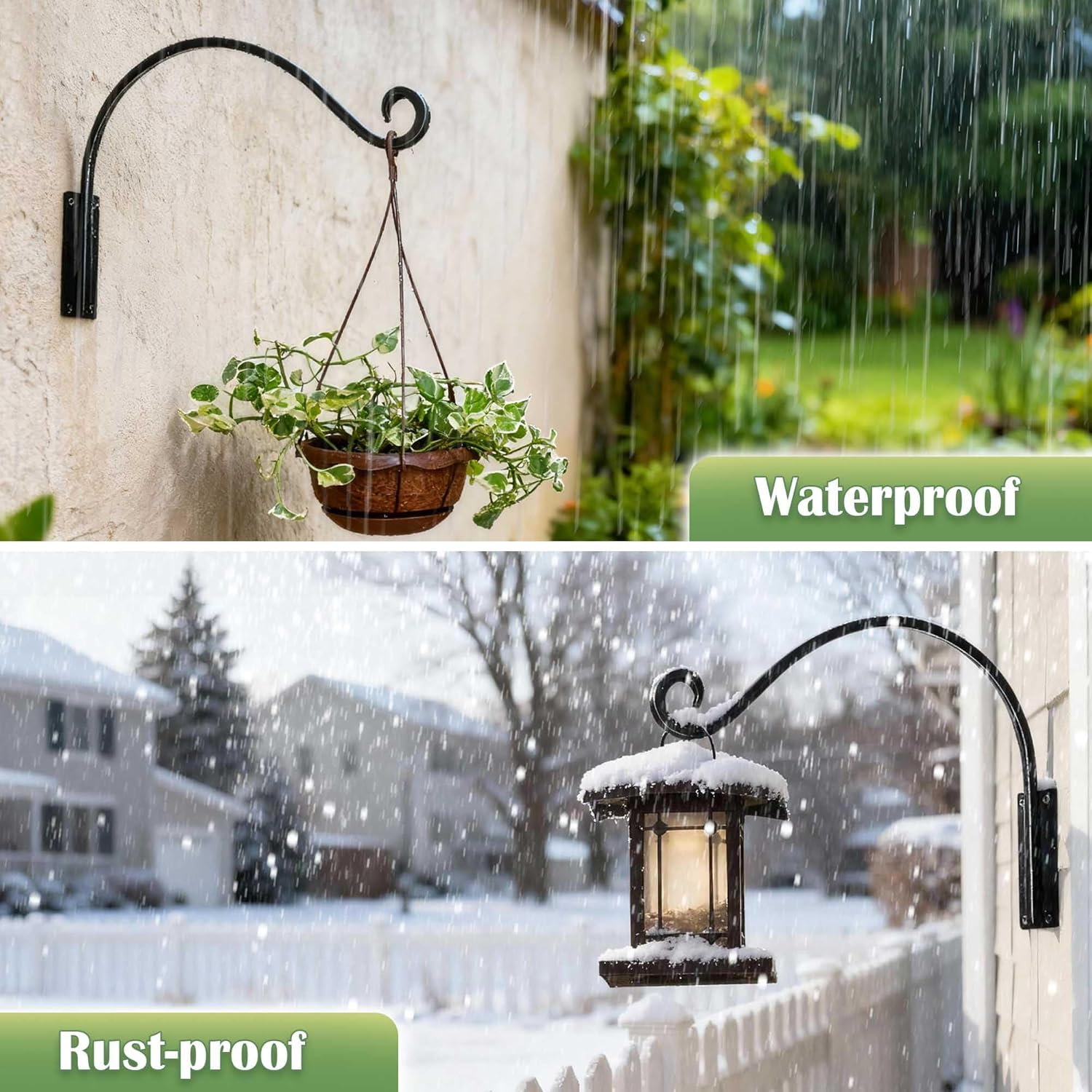 Heavy Duty Plant Hanger Bracket - Outdoor Hand-Forged Hanging Plant Bracket Durable and Stable Bird Feeder Hanger (16" - 2Pcs) image number 4