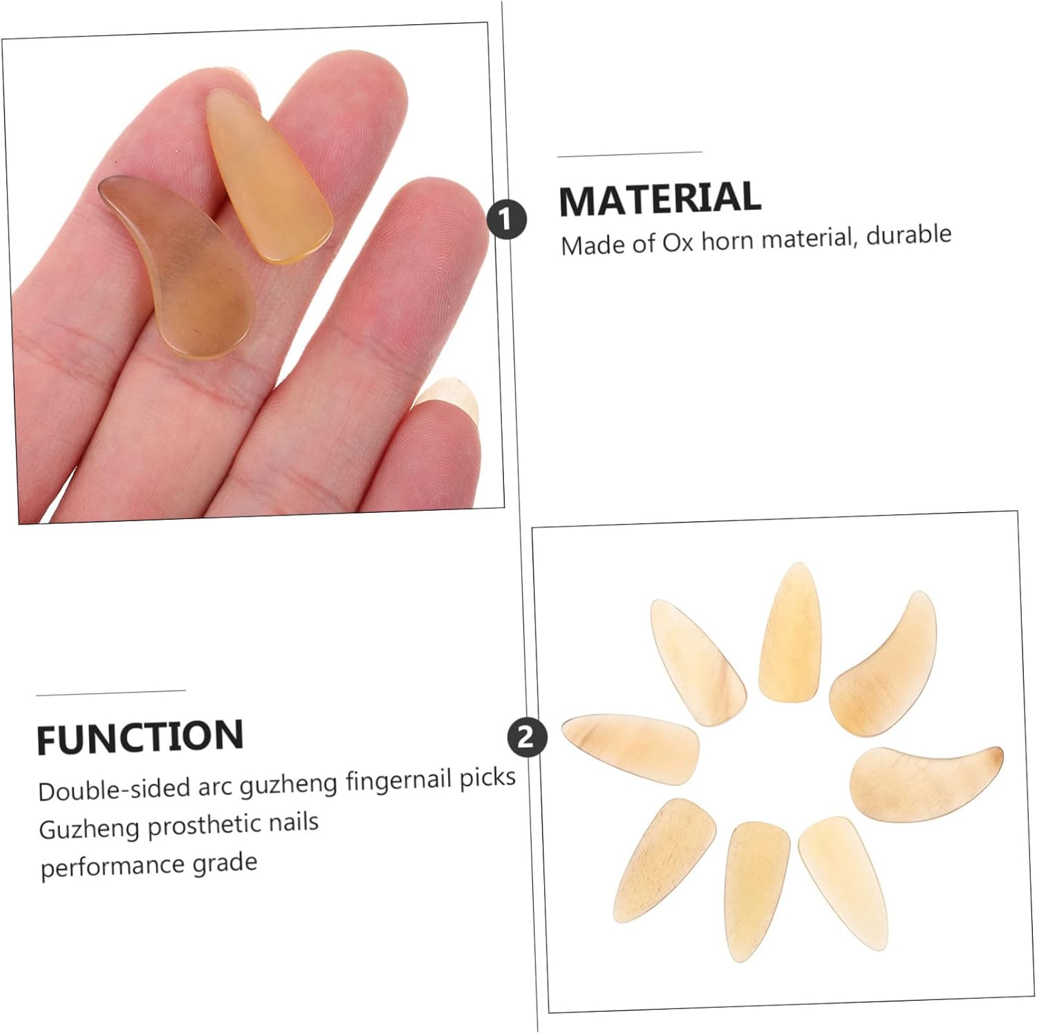 Minkissy Professional Guzheng Nails Large Size 8 Pcs Set Guzheng Supplies Ergonomic Curve Design Smooth Round image number 6