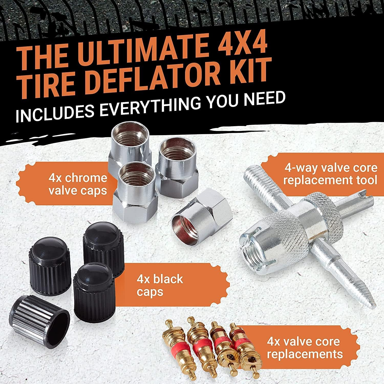 Grit Performance Tire Pressure Gauge (0-60 PSI) Heavy Duty, with Custom Foam Case, Chrome Caps & Valve Core Repair Tool, Rapid Air Pressure Gauge, Tire Deflators Offroad Accessories, 4X4 Tires image number 4