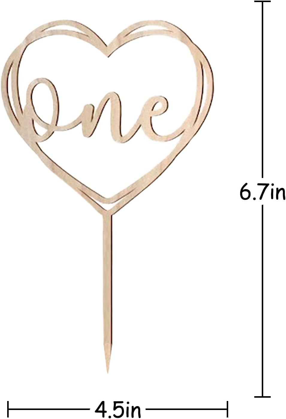 Heart Shaped 'One' Wooden Cake Topper for Birthday, Shower, and Baby Party - Elegant Photo Ready Cake Decoration to Celebrate Special Moments image number 5