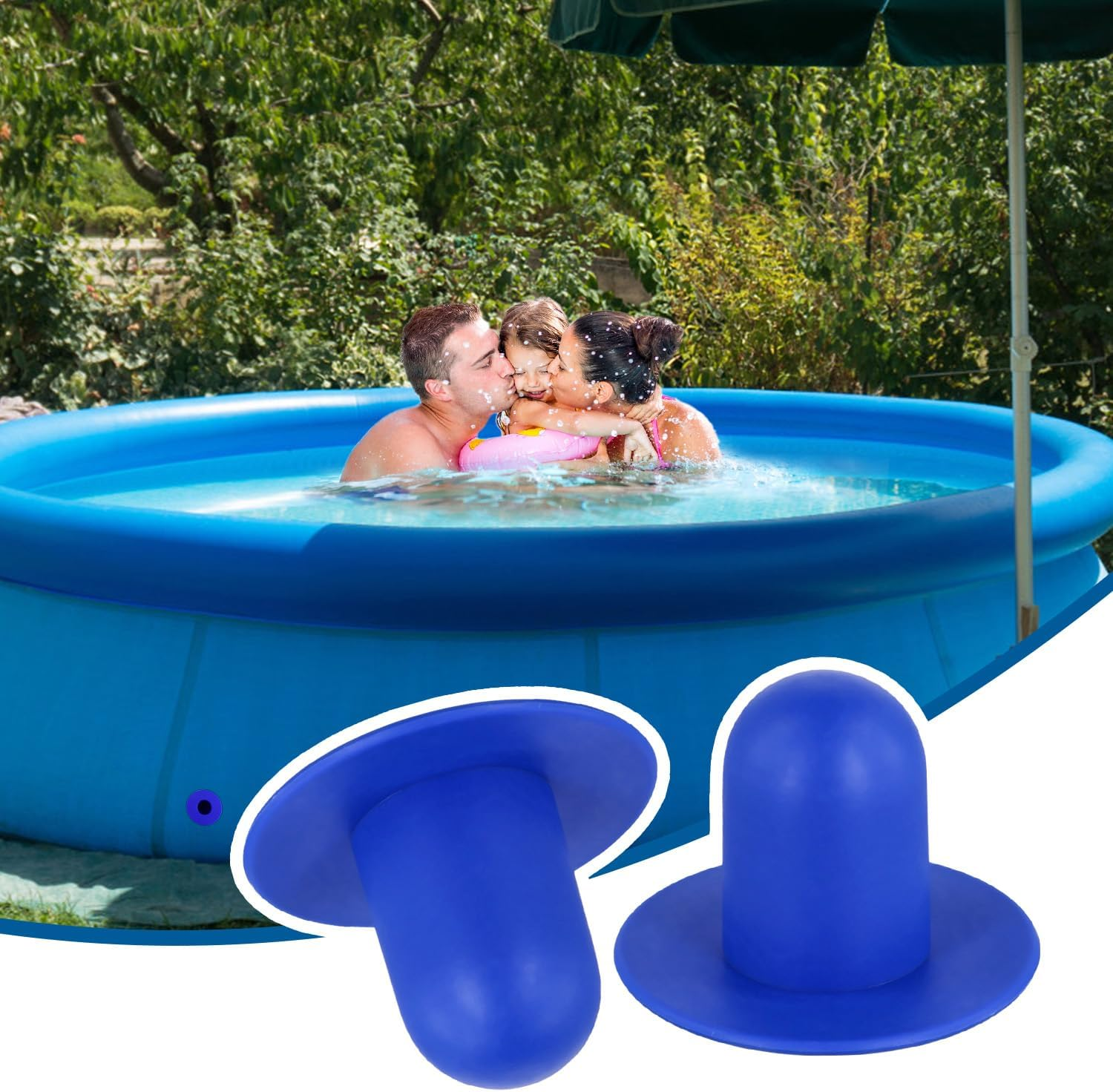 4Pcs Pool Plugs for above Ground Pool, Rubber Pump Filter Hole Stopper Plugs Swimming Pools Wall Plug Replacement for Intex (Blue) image number 1