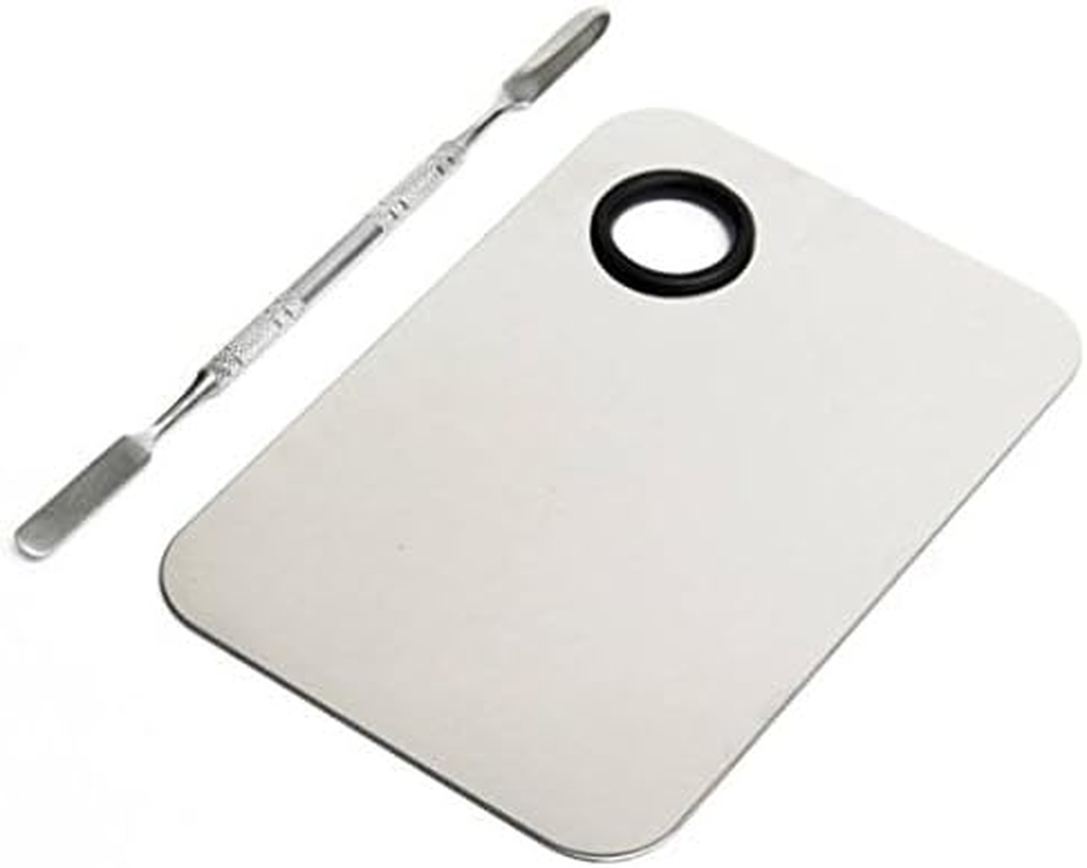 Onwon Stainless Steel Professional Pro Lady Cosmetic Makeup Palette Nail Eye Shadow Mixing Makeup Palette with Spatula Tool(150X100Mm) image number 5
