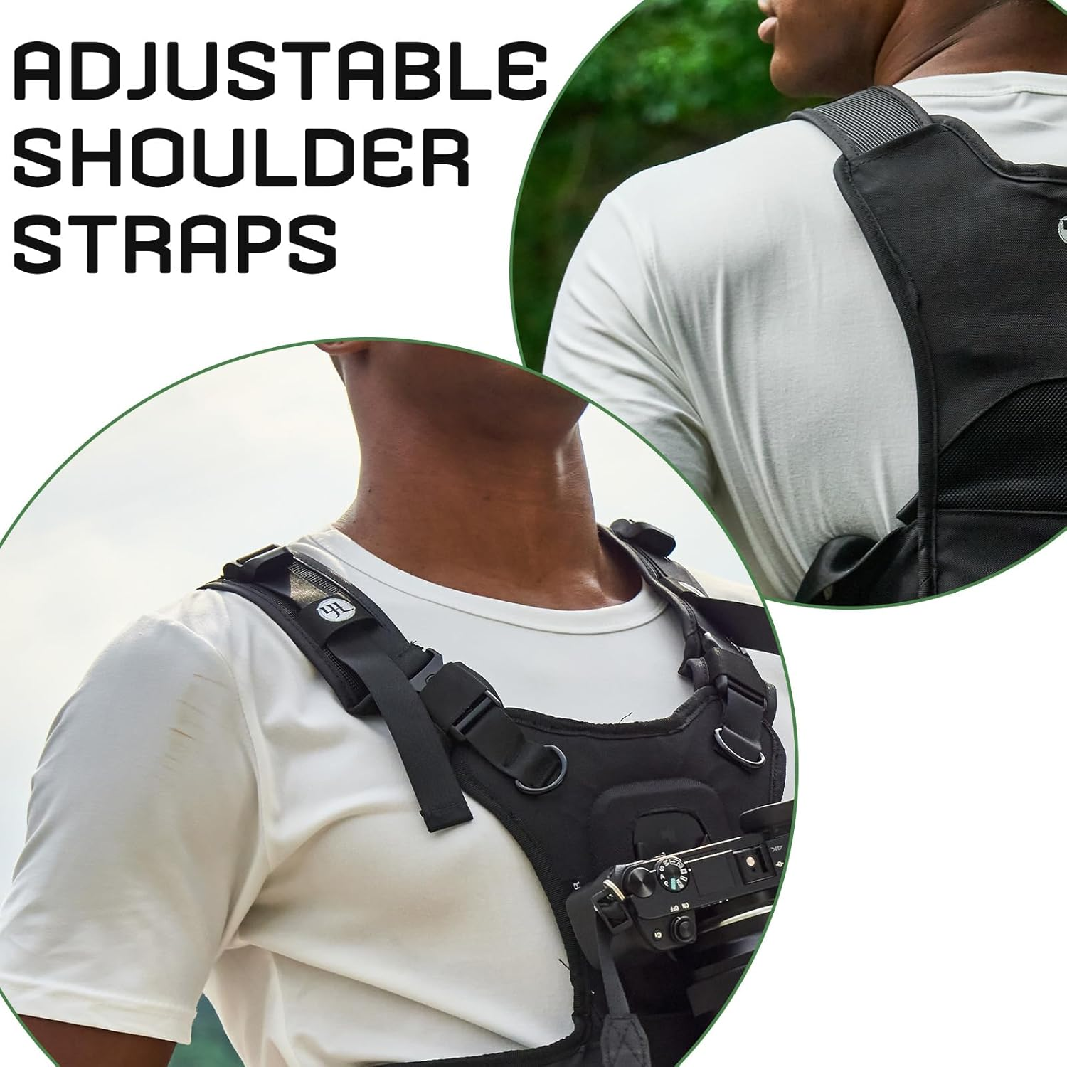 Camera Carrier Chest Harness J1,Camera Strap Harness for Photographers Hiking Climbing Wedding Travel,Camera Nylon Chest Straps for Photographers,Black