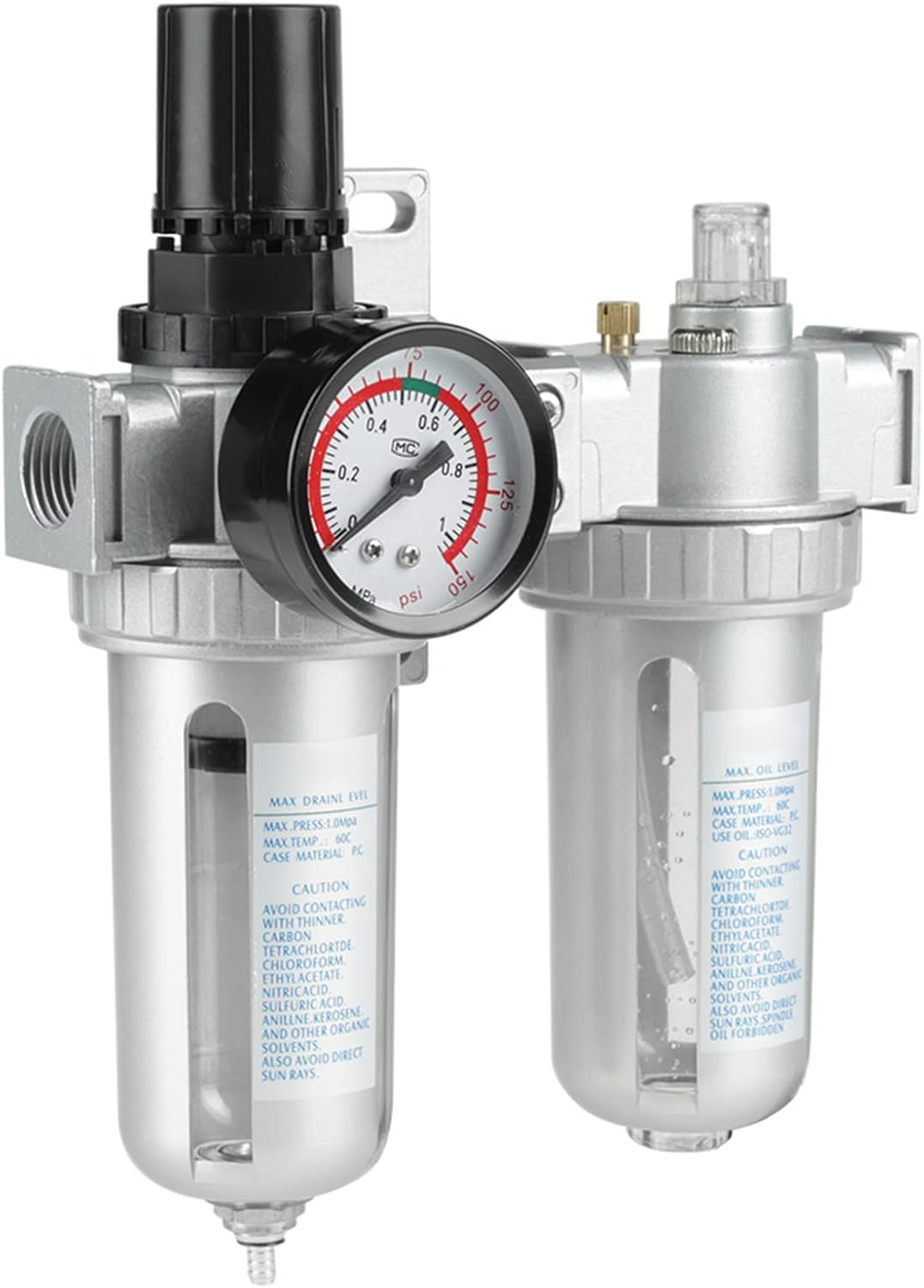 Oil Water 1/2 Air Pressure Compressor Filter Trap Oil Water Regulator Tools Kit image number 6