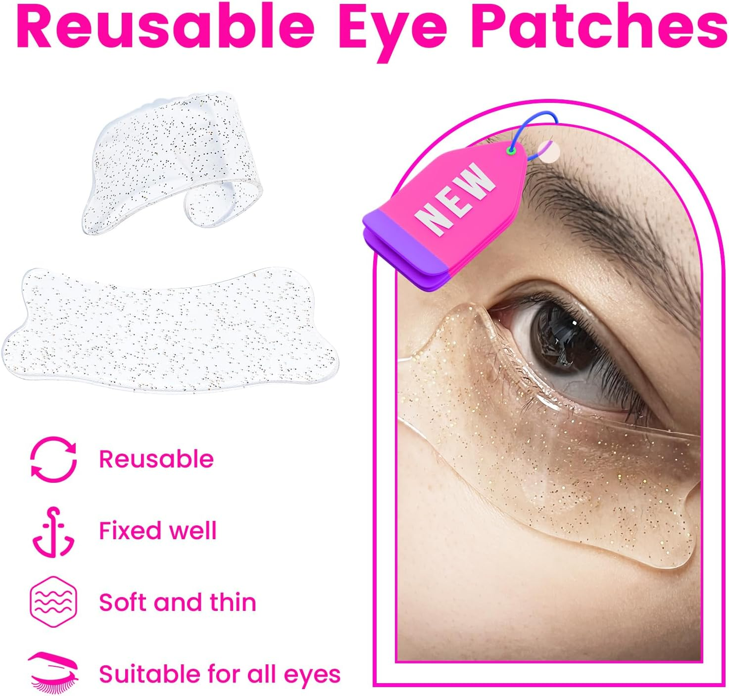 Libeauty under Eye Patch Silicone 4 Pcs for Korean Lash Lift & Lash Extensions Remover, Reusable and Soft Makeup Beauty Tool - Pink image number 3