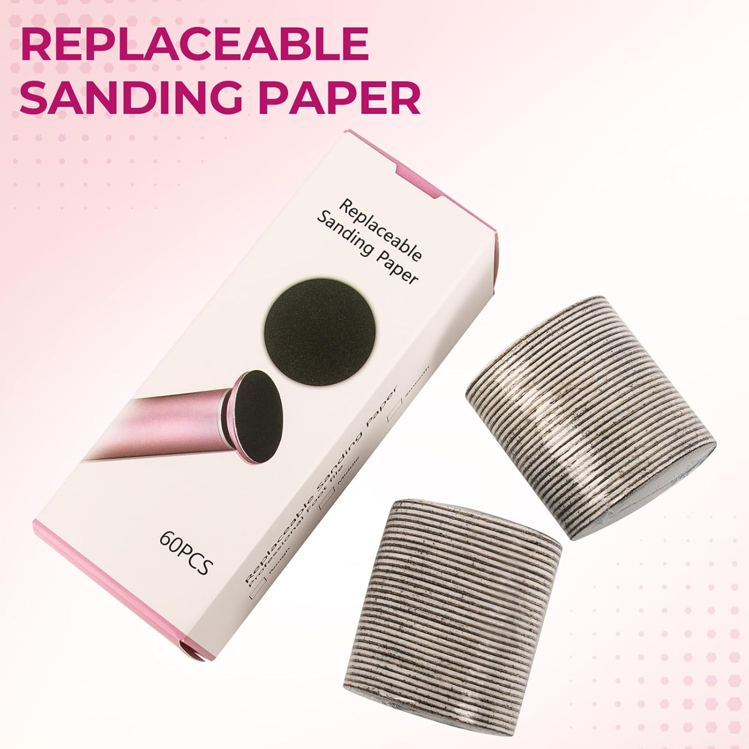 Krofaue 60 PCS Replaceable Sandpaper Discs - 80 & 100 Grit Pad Refills for Electric Foot File Callus Remover - Dead Skin and Calluses Removal image number 1