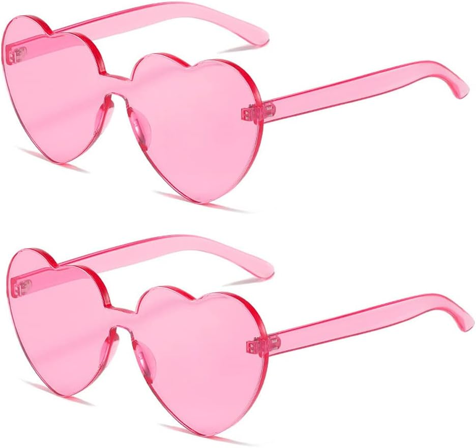 Yoothink Love Heart Shaped Sunglasses for Women Colorful Rimless Sunglasses Party Sunglasses image number 5