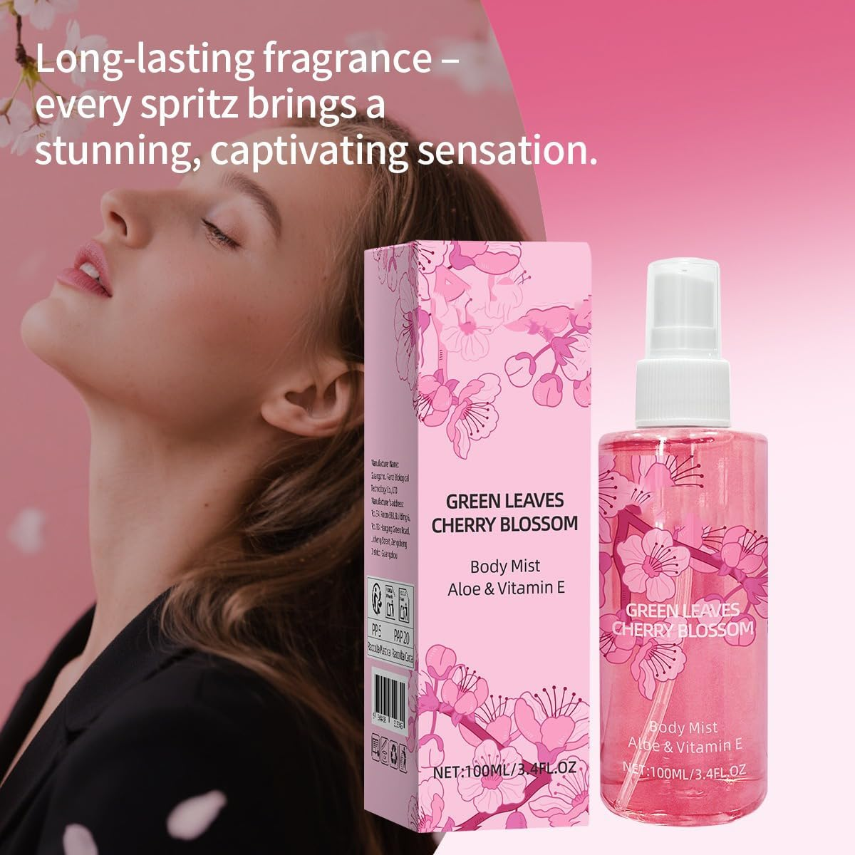 Green Leaves & Cherry Blossom Eau De Parfum 3.40 Ounce /100Ml | Alcohol-Free Floral Perfume Spray for Women | Refreshing Spring Scent with Aloe | Long Lasting Fragrance image number 2