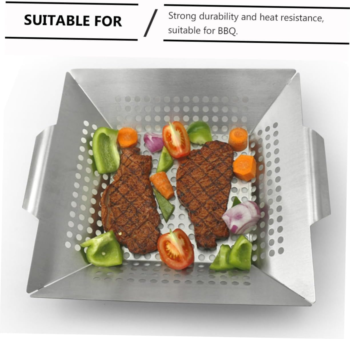 CIYODO 1Pc Square Baking Tray BBQ Grill Plate for Meat and Vegetables Heat Resistant Bakeware for Outdoor Barbecue Activities image number 6