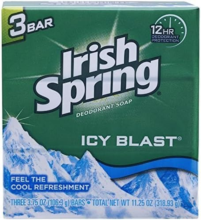 Irish Spring Deodorant Bar Soap, Icy Blast, 3. 2220Ml Bars, 3 Ea (Pack of 2)