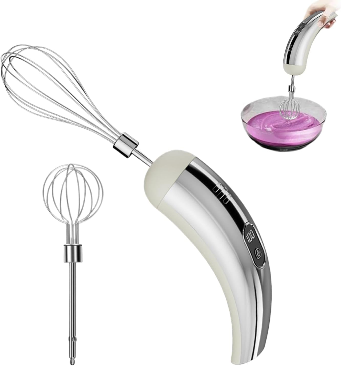 Handheld Mixer - Stainless Steel 5 Adjustable Speed - Electric Hand Blender,For Cooking Baking Cake Dough Cream Batter Food Drink Home