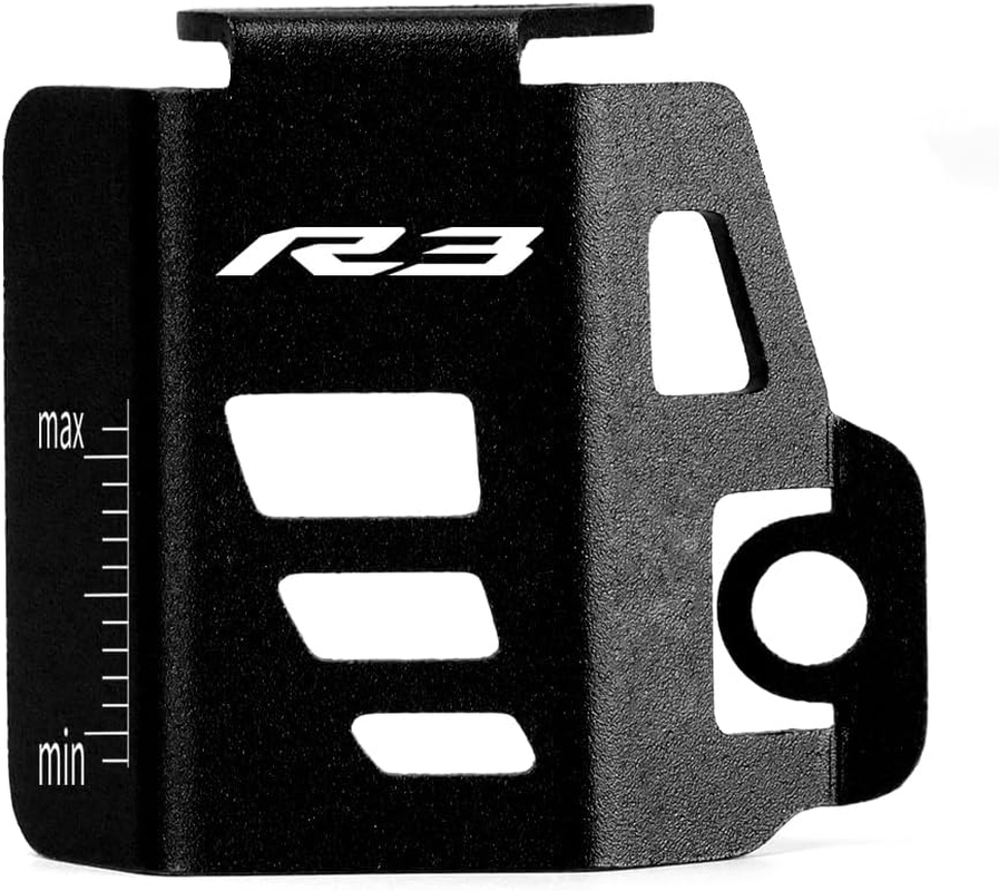 Motorcycle Rear Brake Fluid Reservoir Pump Oil Cap Guard Cover Compatible with YAMAHA YZF R3 2015-2023 2024 | Gas Tank Protectors YZF-R3 YZFR3 Accessories (Black)
