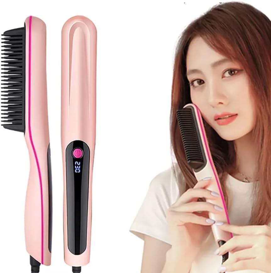 Negative Ion Hair Straightener 1 Minute Heating to 180&deg;C 180&deg;C/200&deg;C/230&deg;C3 Constant Temperature Mode Anti-Burn Design (Pink)