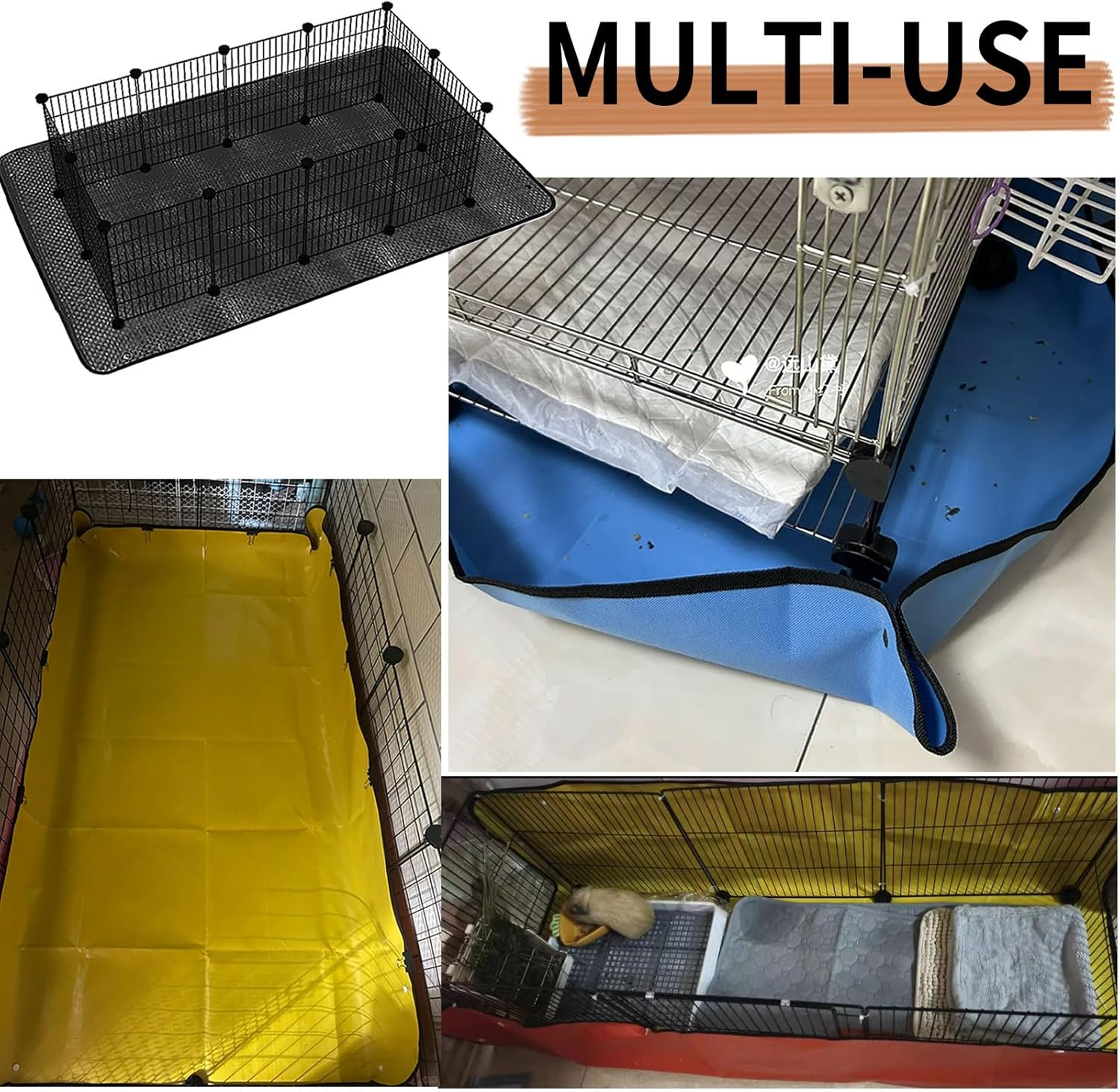 Oncpcare Waterproof Pet Playpen Mat 150X100Cm Guinea Pig Cage Liner Tarp Bottom Reusable Base for Rabbits, Bunny, Ferrets and Other Small Animals (Black) image number 5
