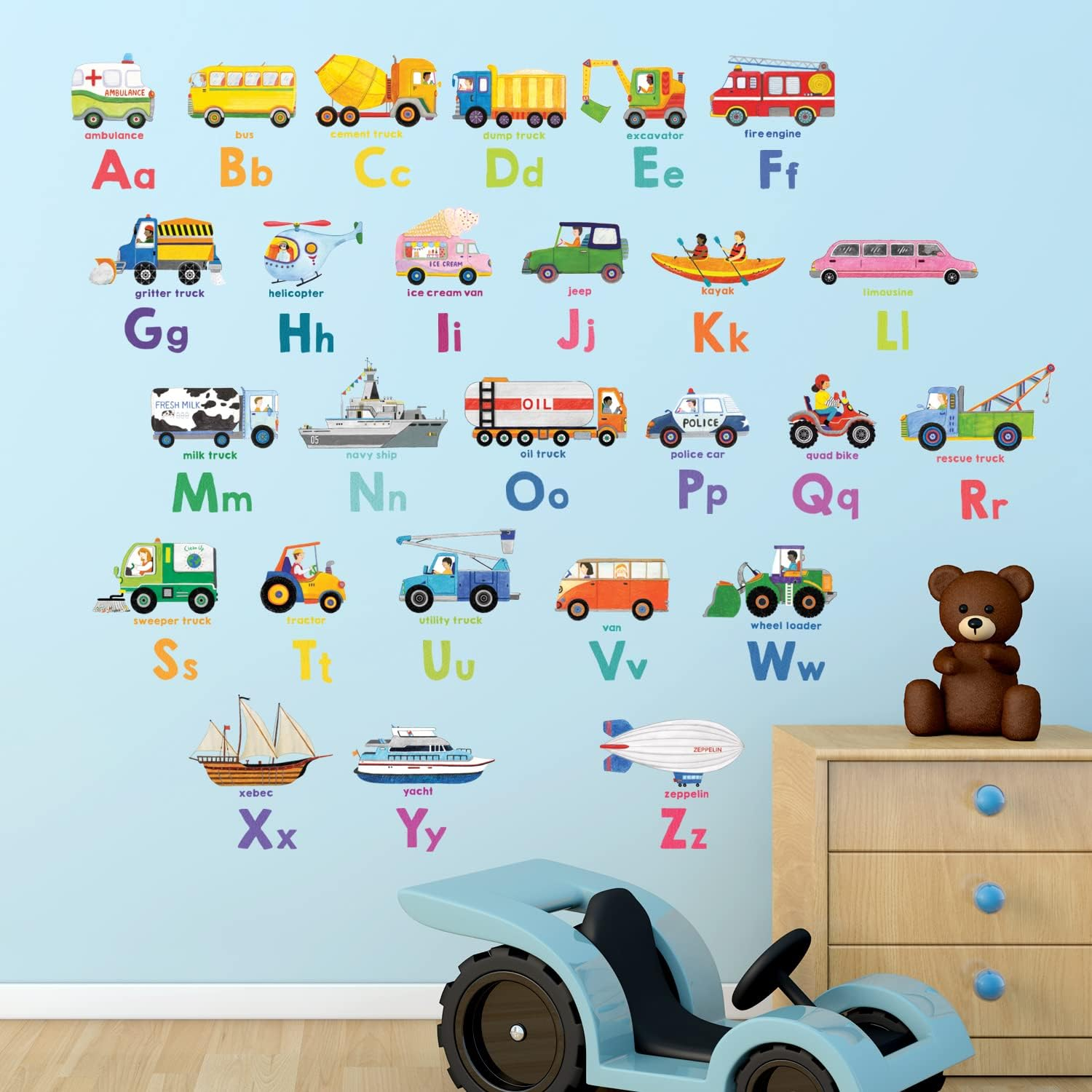 DECOWALL DS8-2005N Transport Alphabet Kids Wall Stickers Wall Decals Peel and Stick Removable Wall Stickers for Kids Nursery Bedroom Living Room image number 6