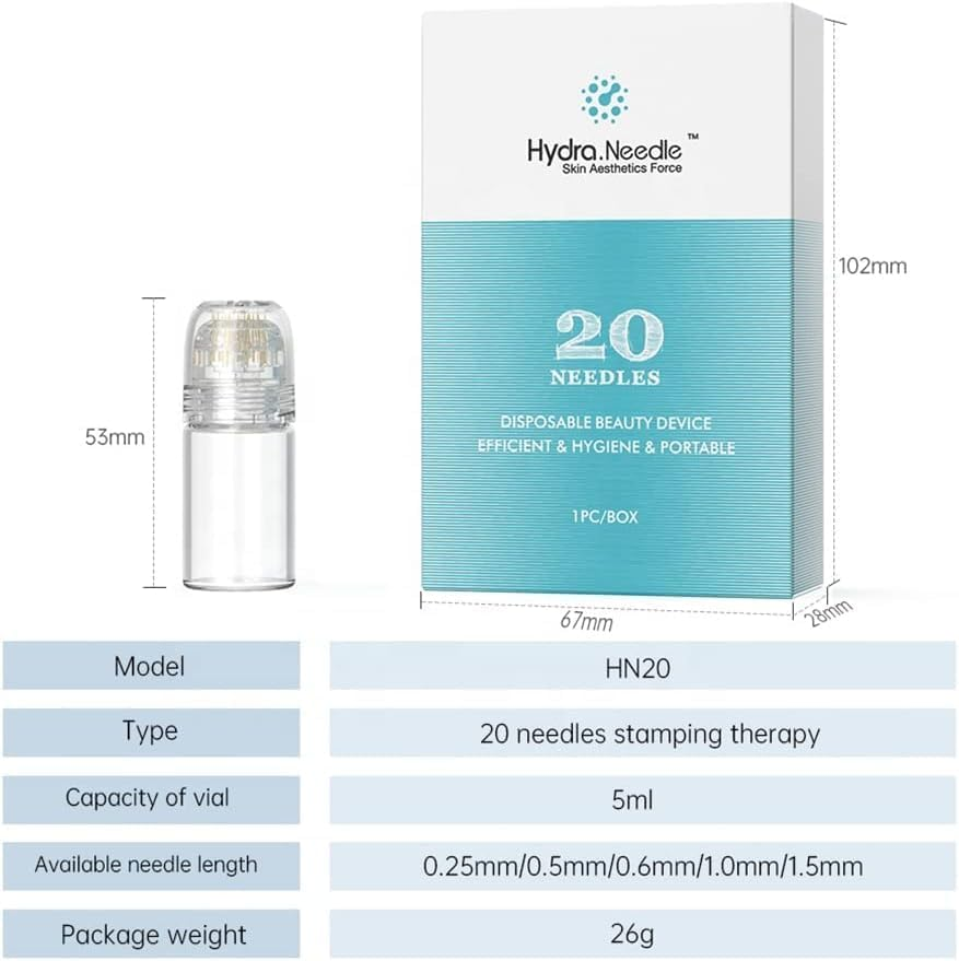 Derma Stamp Hydra Roller H20 Facial Skincare Tool with 4 Gold Titanium 0.25Mm/0.5Mm Replacement Heads & Serum Applicator, Reusable Device for Hair, Beard,Skin (0.25Mm) image number 4