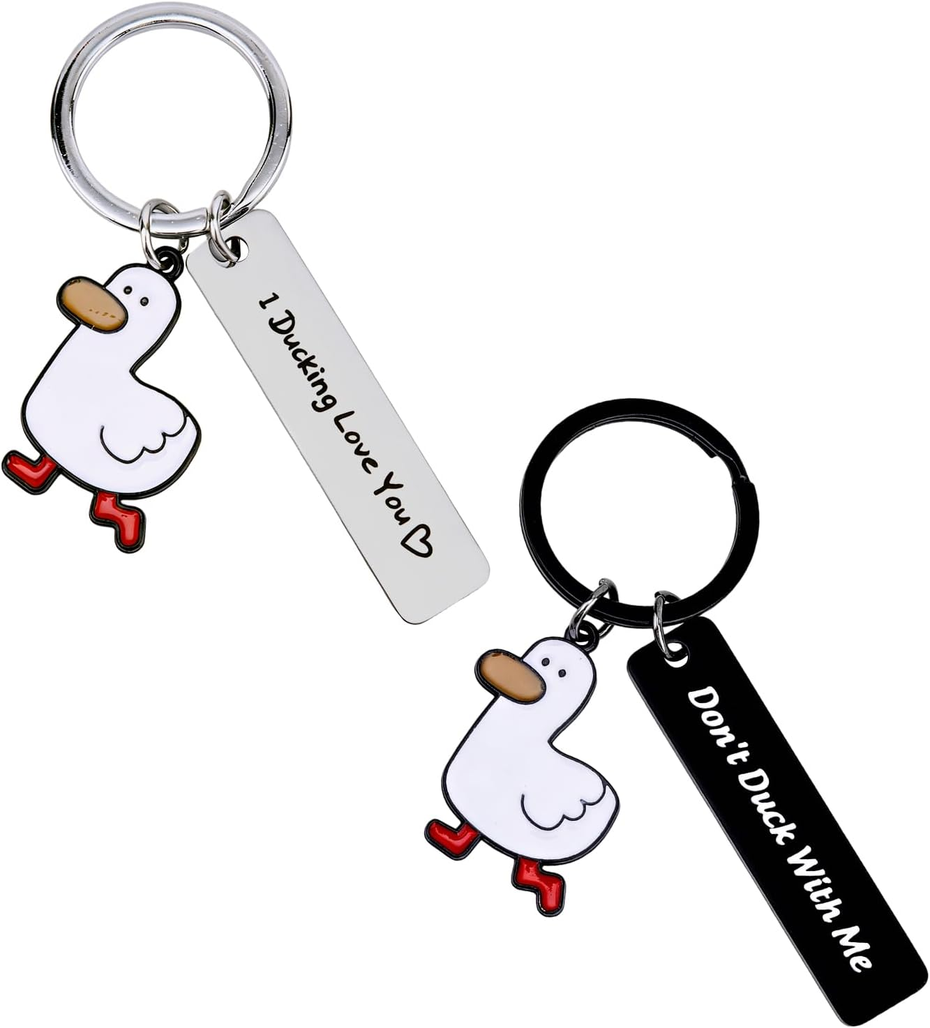 Penitue 2Pcs I Ducking Love You Keychain, Cute Metal Duck Keychain for Couples Boyfriend Girlfriend Christmas Birthday Anniversary image number 1
