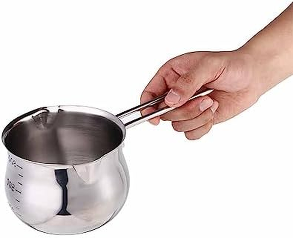 Leadigol 1PCS Stainless Steel Milk Pan,Non-Stick Milk Pot Small Saucepan Cheese Pot with Pour Spout for Kitchen image number 2