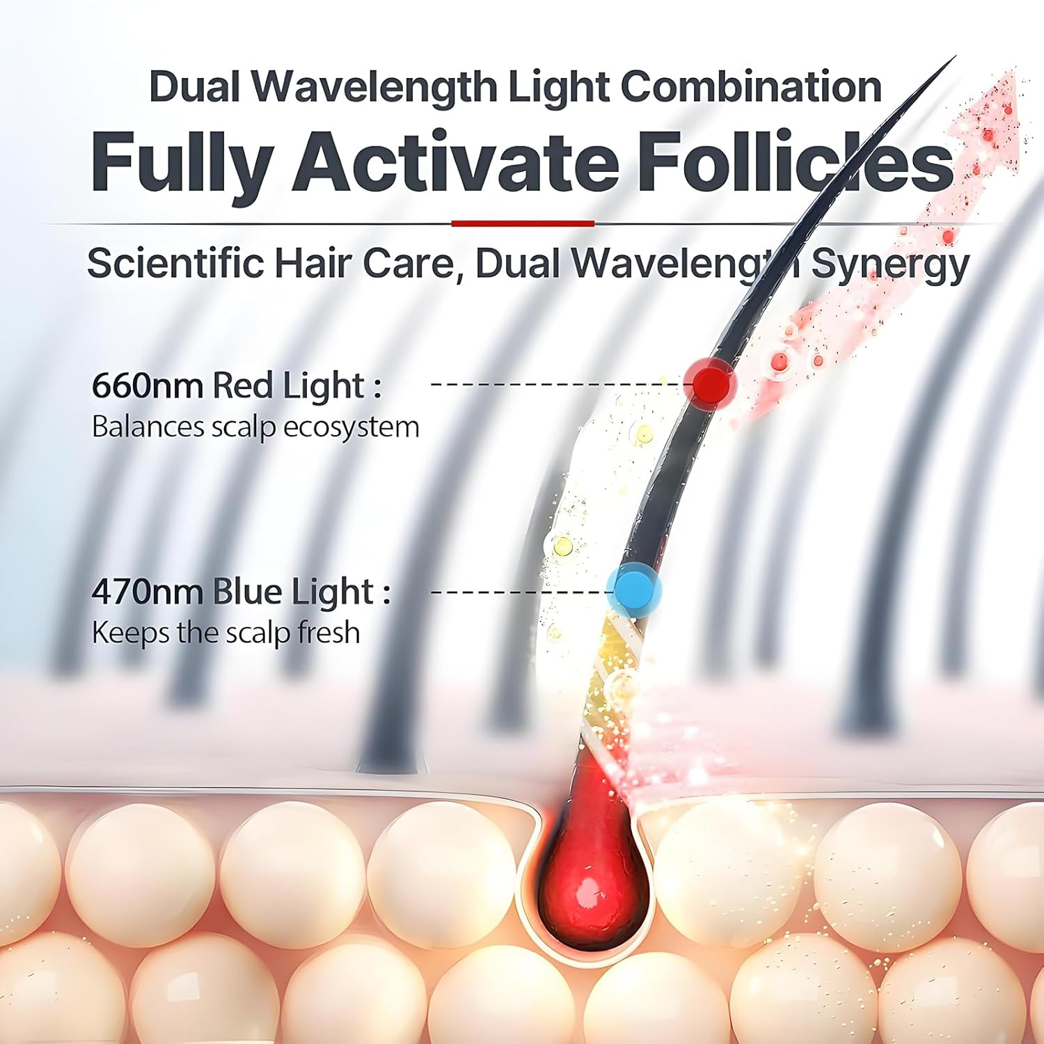 Anberyoo LLLT Cap for Hair, Red Light Therapy Hair Cap, 630Nm 650Nm Red and 470Nm Blue Light Irradiation, Rechargeable Portable Cordless Prevent Hair Loss Cap for Women Men Hair Care/Maintenance image number 2