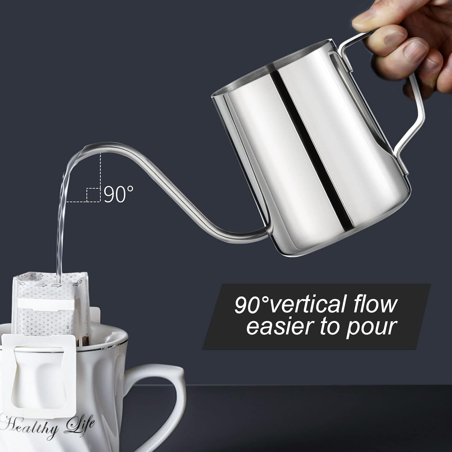 PARACITY 350Ml Gooseneck Coffee Maker Long Narrow Spout Precision Flow Spout for Camping Travel Outdoor Stainless Steel