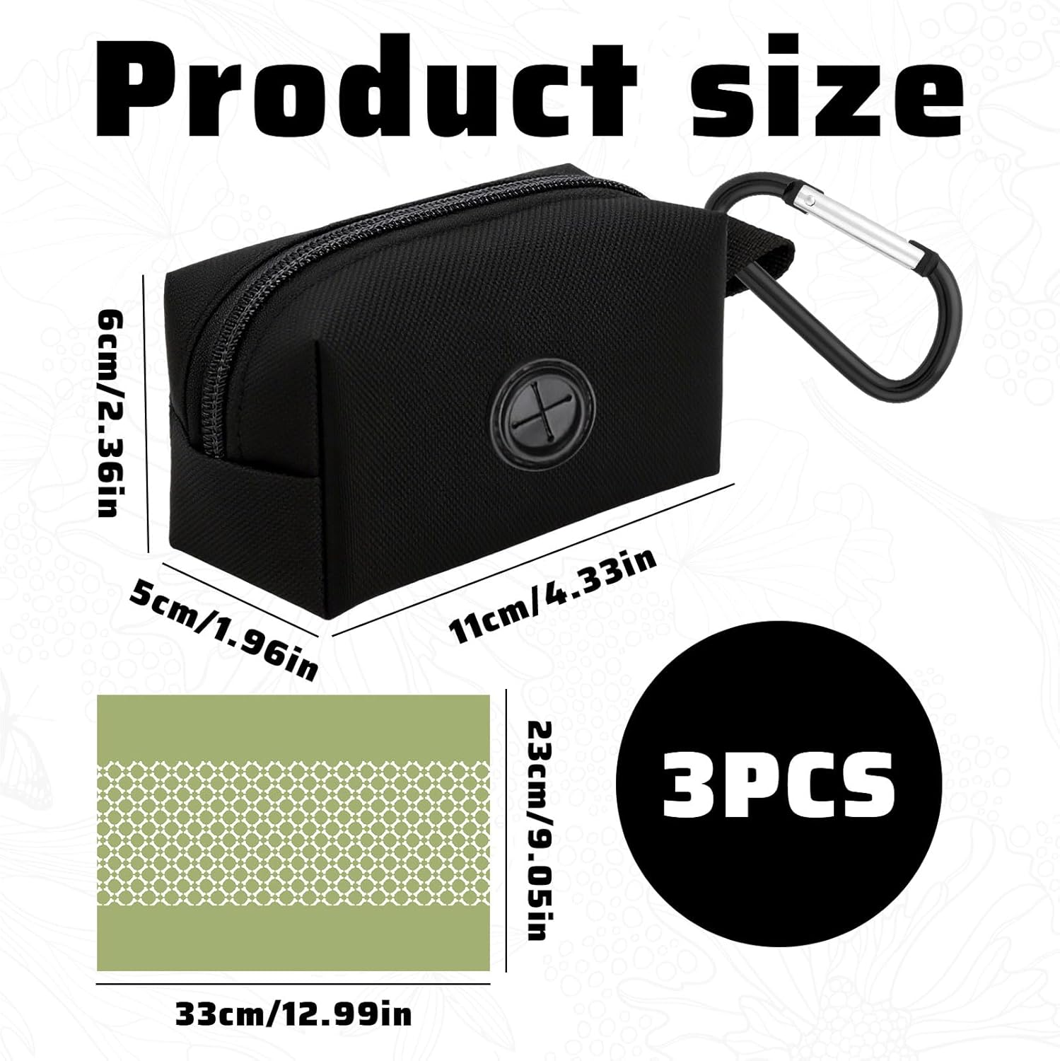 Dog Poop Bag Holder, Dog Bag Holder, Poo Bag Holder, Dispenser with 2 Rolls of Poo Bags, Zipper Poop Bag, Pet Waste Bag Dispenser Zippered Pouch, Portable Dog Poop Pouch for Dogs for Traveling image number 1