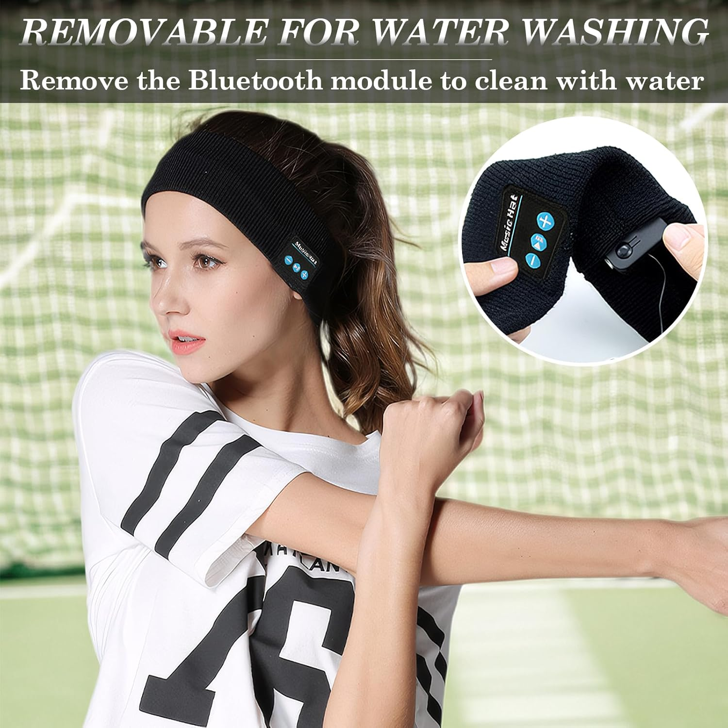 Bluetooth Kopfh&ouml;rer Stirnband, Schlafkopfh&ouml;rer Sport Mit 6-10 Std Spielzeit, Atmungsaktives Schwei&szlig;absorbierendes, Seitlichen Reglern Kopfh&ouml;rer Laufen Yoga M&auml;nner Frauen, Hifi Stereo Tech image number 6