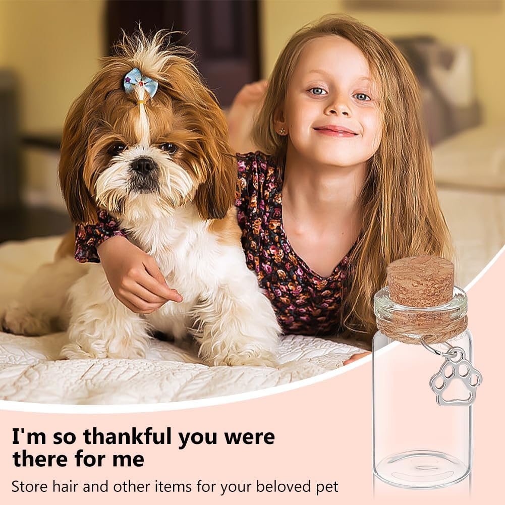 WEBEEDY 6 Pcs Memorial Bottle for Pet,Pet Memorial Urns Small Glass Jars Dogs & Cats Memorial Glass Keepsake with Silver Pendant for Pet Owner Remembrance Sympathy Condolence Gift image number 3