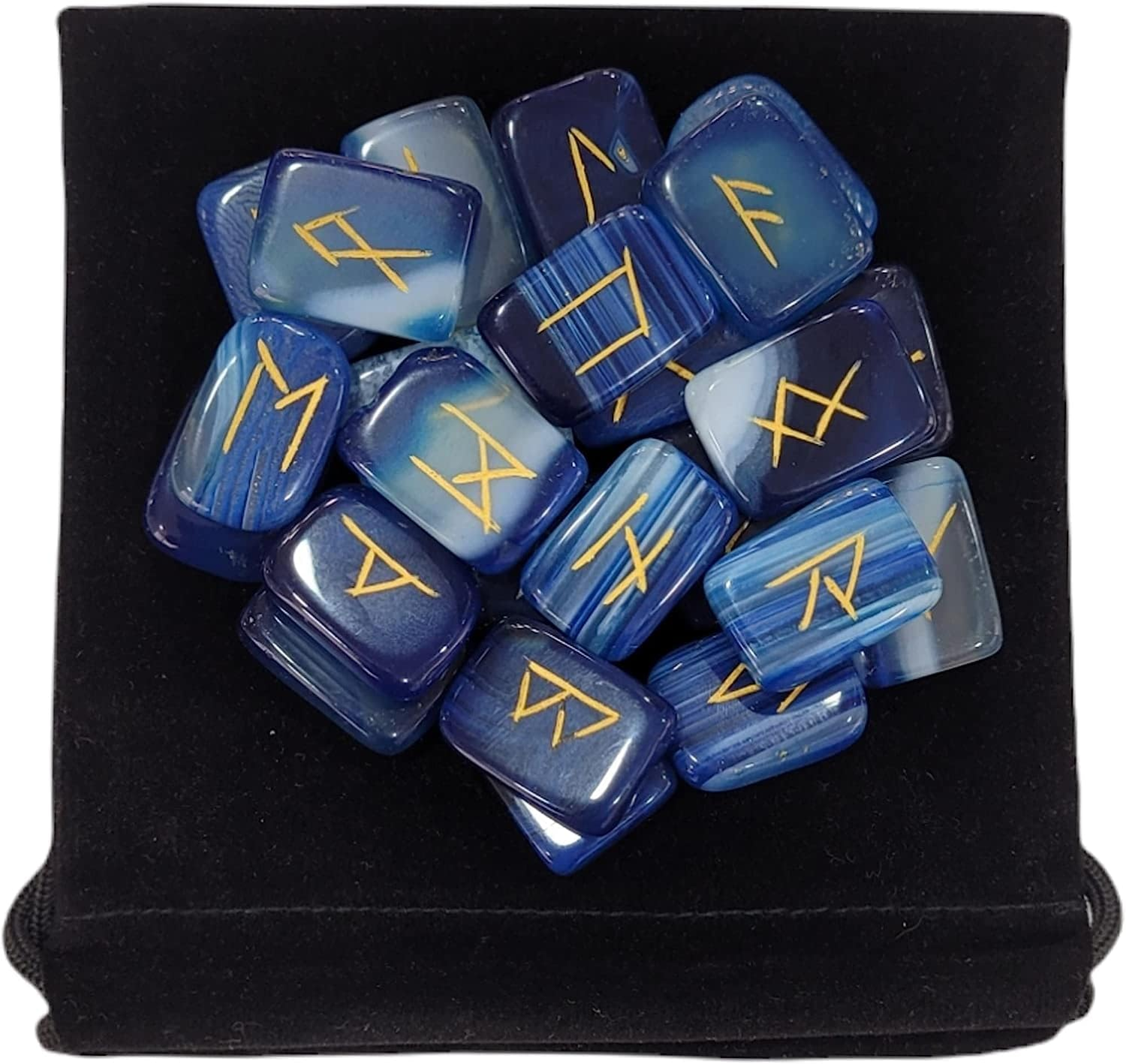 Black Onyx Rune Stones Set | Crystal Viking Alphabet Elder Futhark Wicca Norse Divination Gemstones image number 4