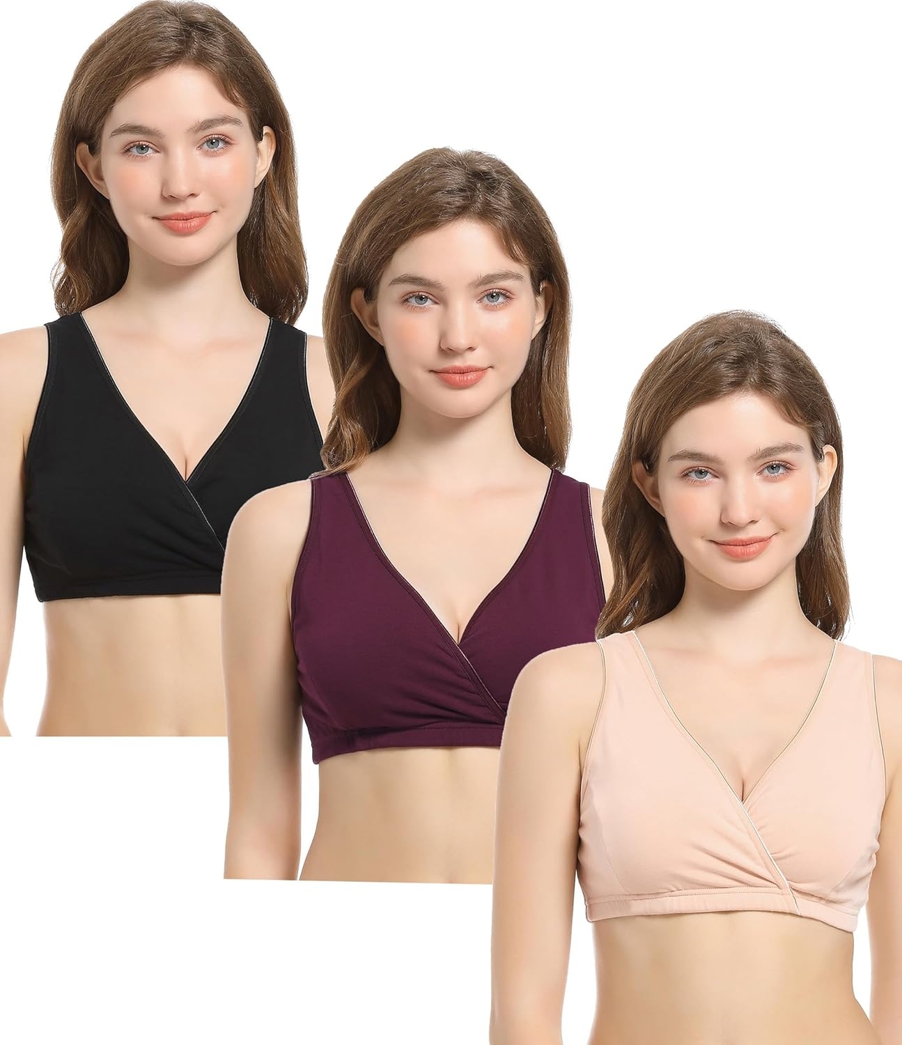 CAKYE 3 Pack Women'S Maternity Nursing Bra for Sleep and Breastfeeding