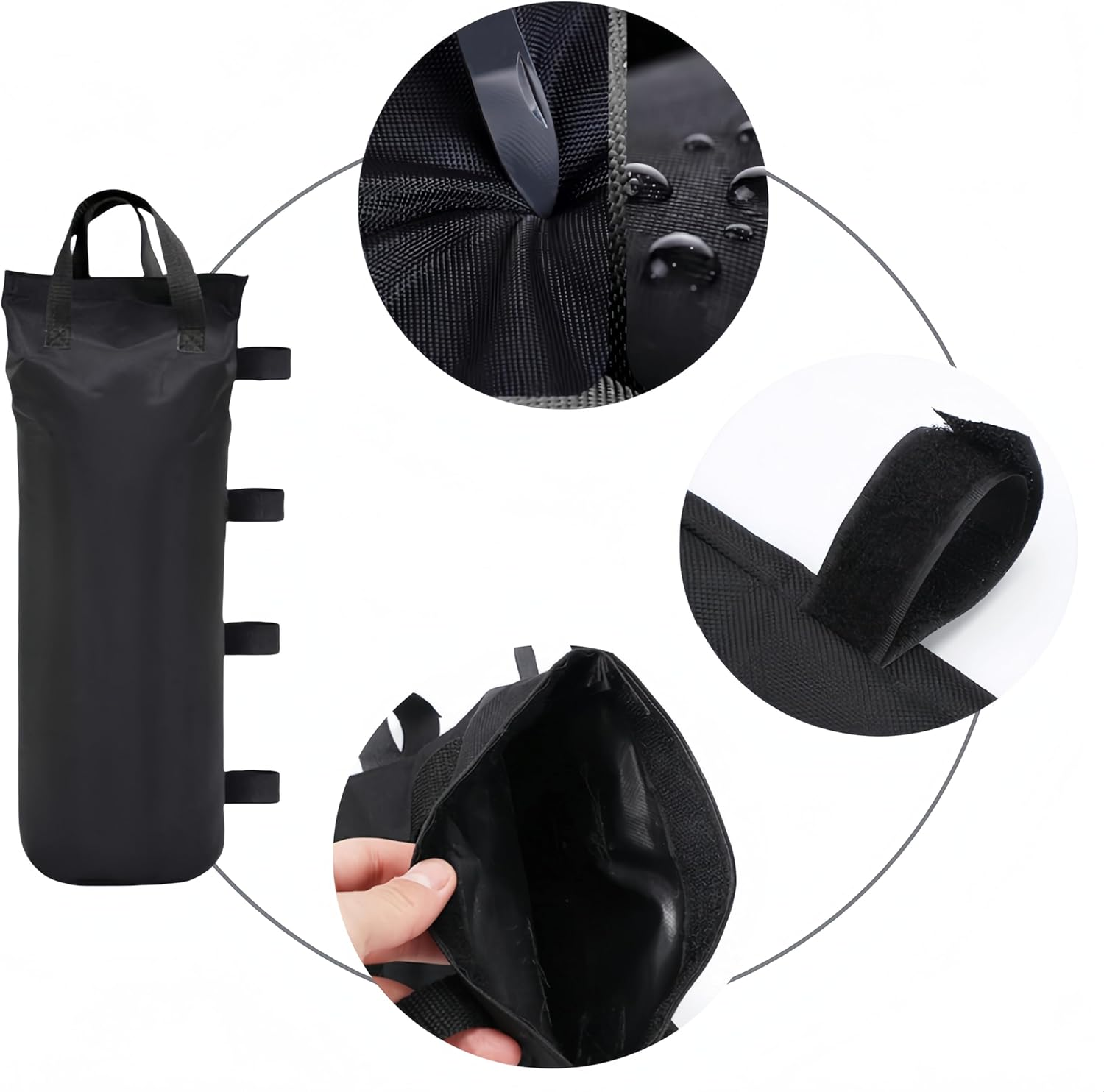 Ai-Oumleef Heavy Duty Canopy Weight Bags, 4 Pcs Gazebo Weight Bag, Canopy Leg Weights Sand Bags for Instant Outdoor Camp Sun Shelter Patio Umbrella (Black 20 * 50Cm)