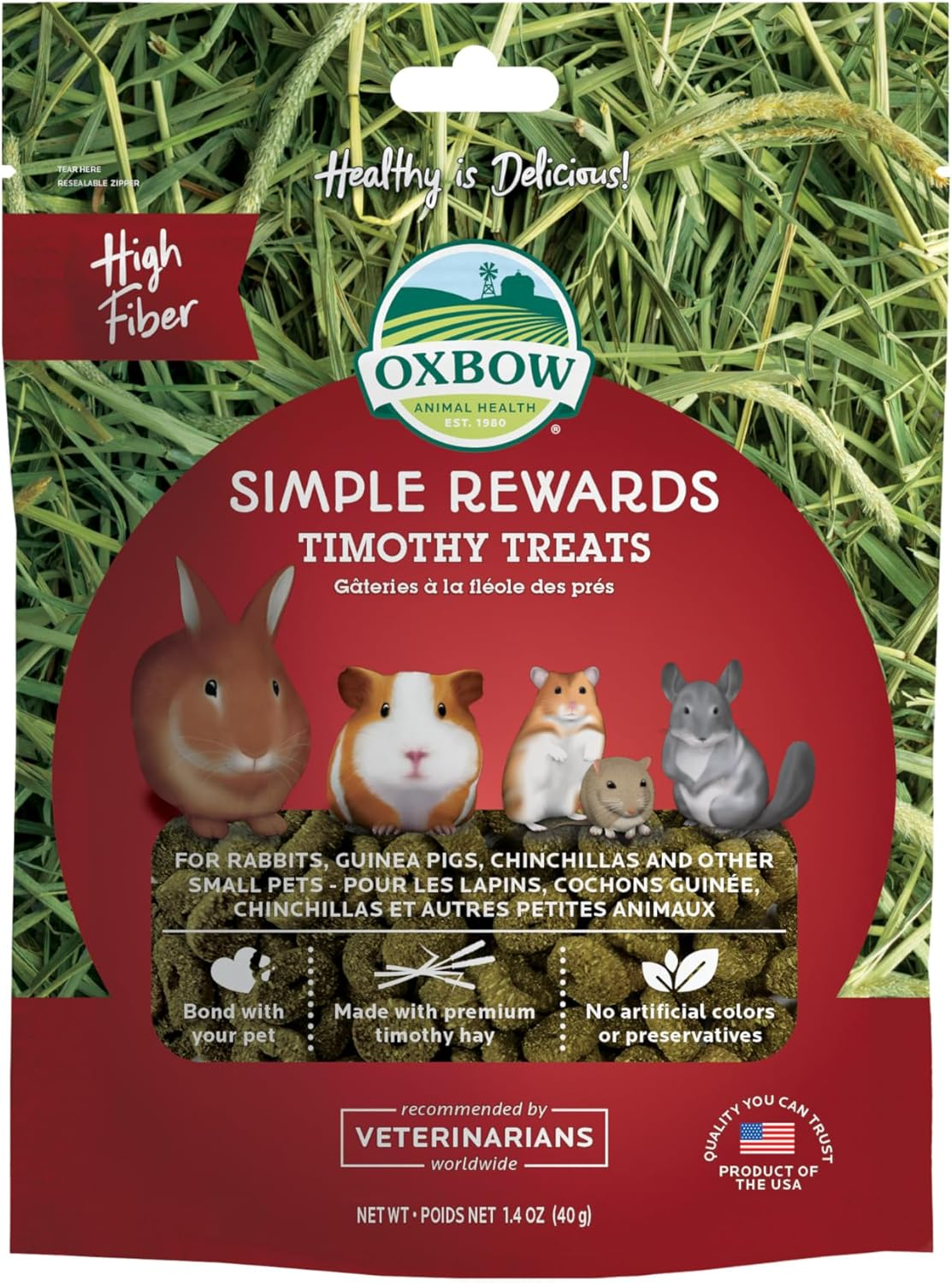 Oxbow Simple Rewards Timothy Hay Treats for Rabbits, Guinea Pigs, Chinchillas, and Small Pets image number 1