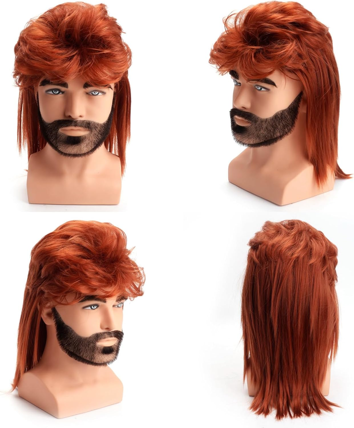 BERRYLION Mullet Wig - Adult Funny Wig for Men - Pop Rock & 70S/80S Style (Ginger) image number 3