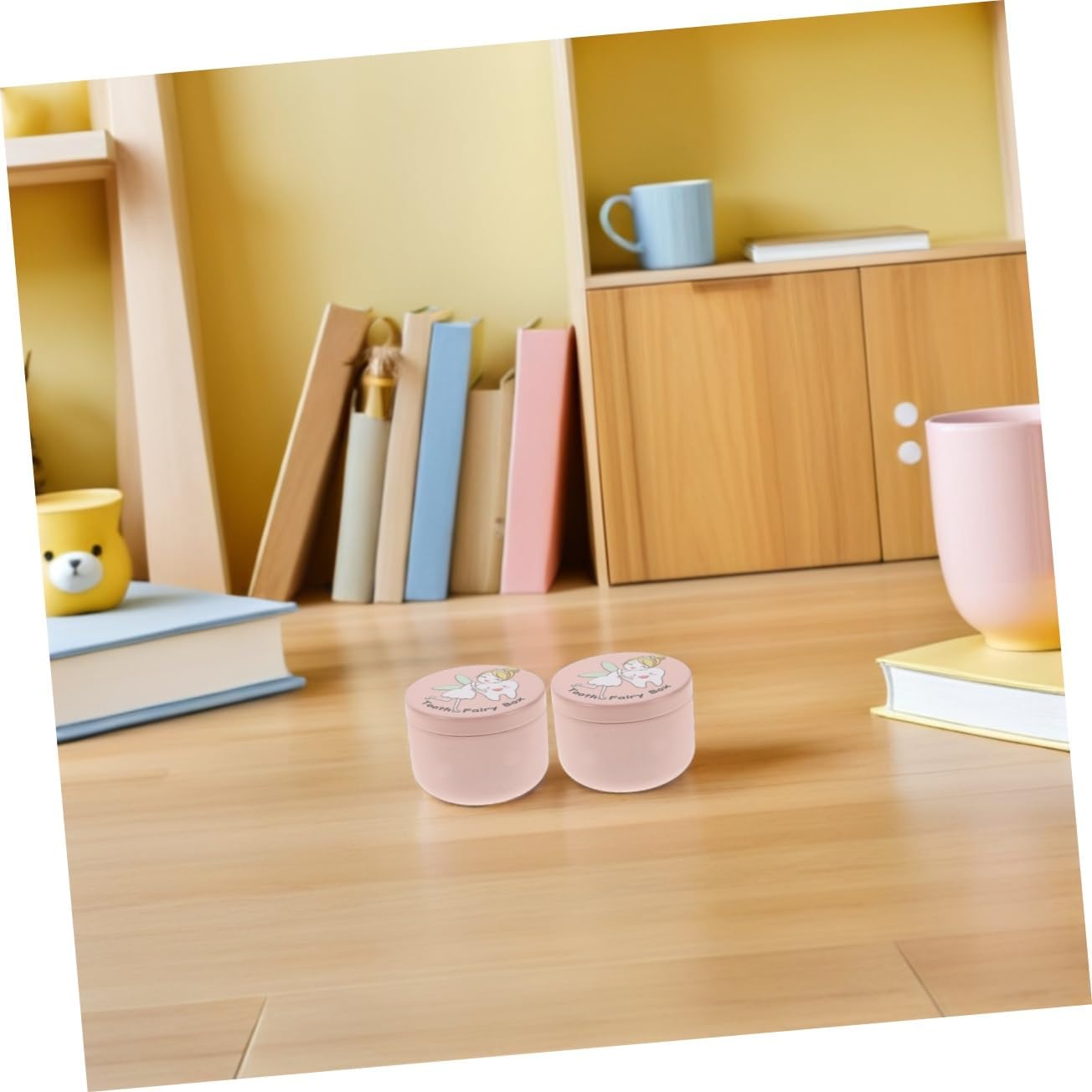 2Pcs First Tooth Container: Tooth Holder Umbilical Cord Keepsake Case Cute Baby Teeth Keepsake Box Fetal Hair Container Fairy Box Pink