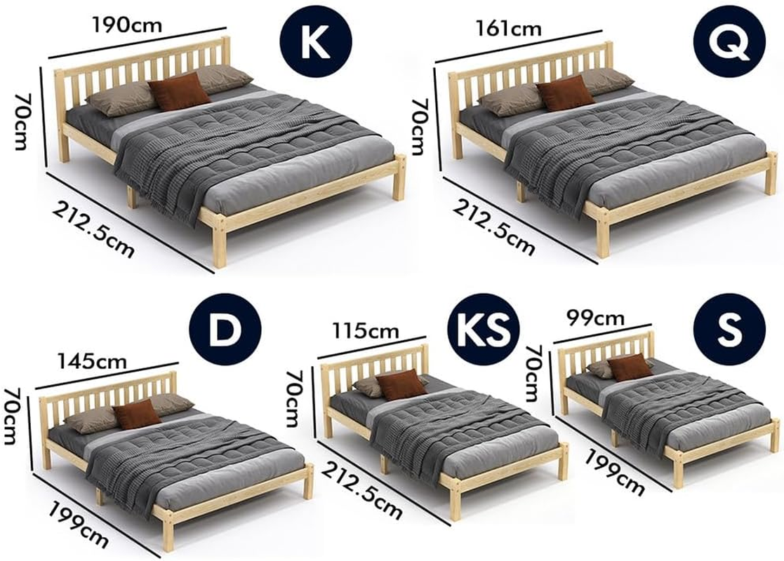 ALFORDSON Bed Frame Single Size Wooden Bed Base with Solid Wood Pine Timber Slats, Mattress Base Platform Support, Oak Bed Foundation with Storage Space, Fenella Series Home Bedroom Furniture