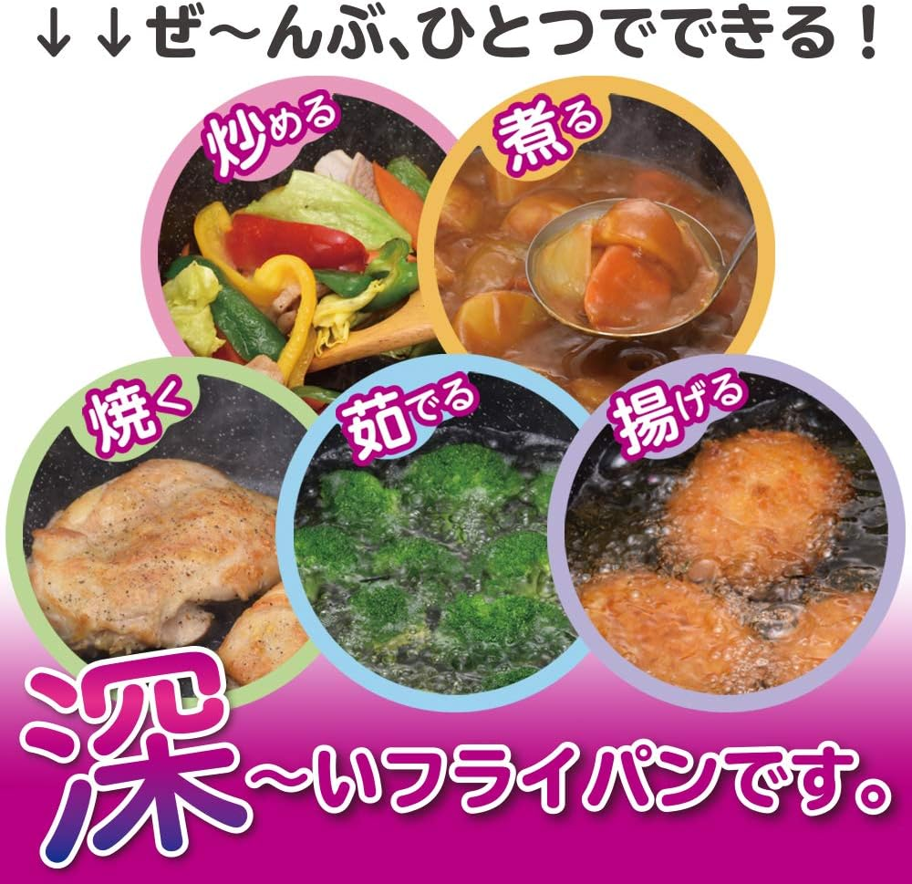 Wahei Freiz RA-9721 Deep Frying Pan, 9.4 Inches (24 Cm), for Gas Fire, PFOA Free, Fluorine Resin Processing, Pink