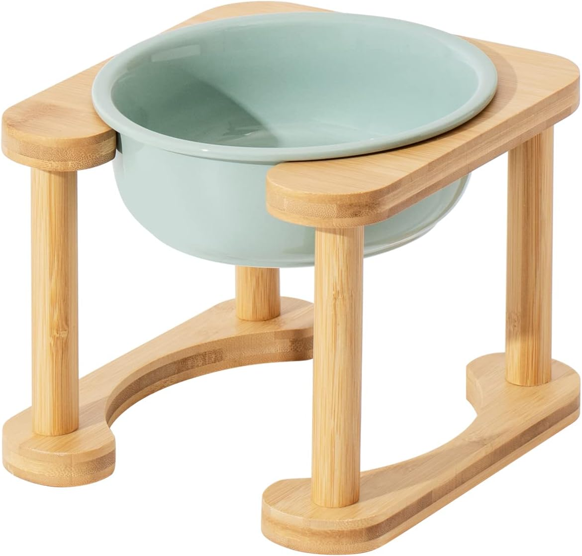 Havniva Ceramics Raised Dog Bowl with Non-Slip Stand Elevated Dog Bowl for Medium Dog Food and Water Bowl Dog Dish Pet Feeding Bowl (Double 6.9" Bowl, Cream White)