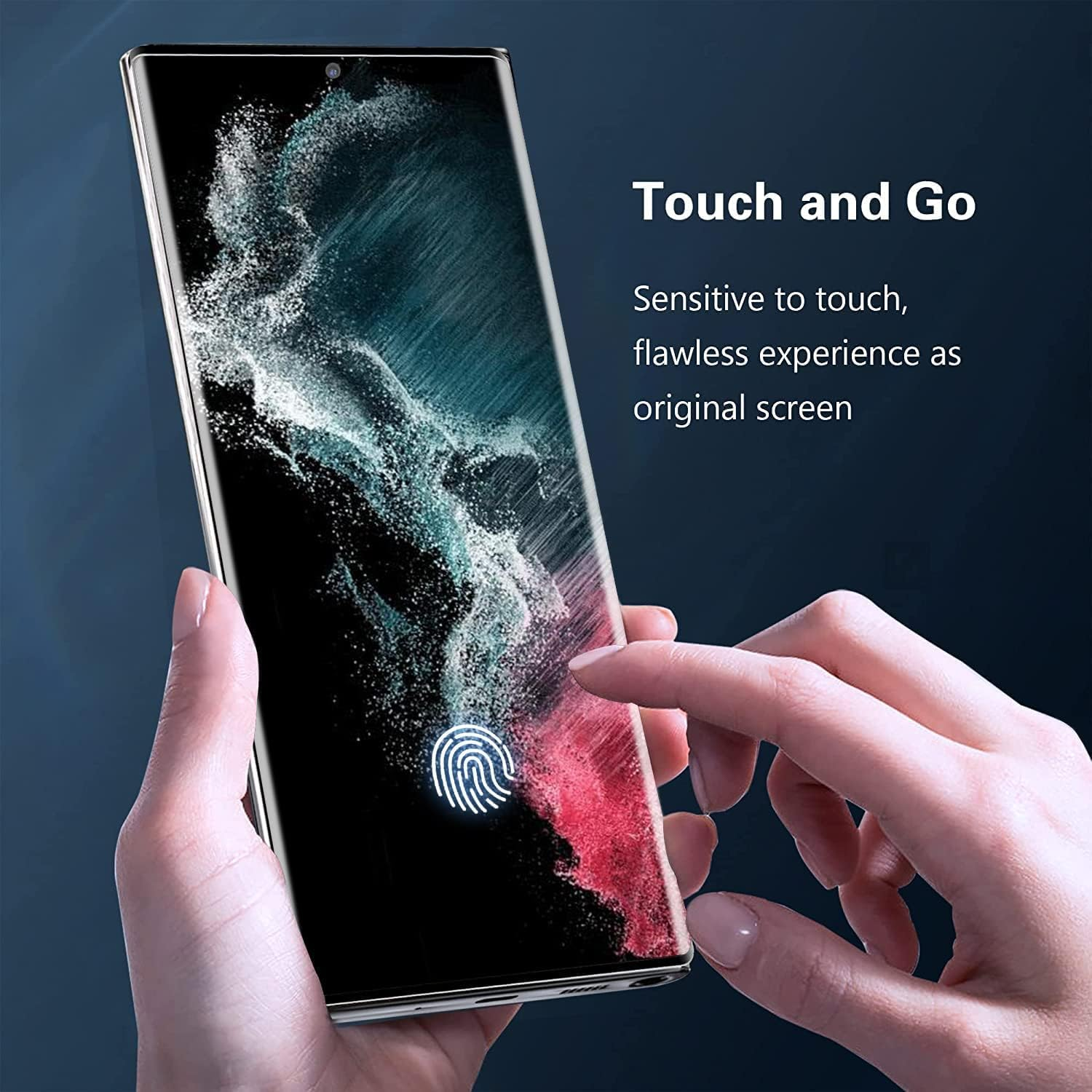 Aircawin Screen Protector for Samsung Galaxy S23 Ultra 6.9 Inch 2023,9H Temper Glass Film,Ultrasonic Fingerprint Support, 3D Full Coverage,Hd Clear,No Bubbles,Scratch-Proof, Case Friendly,2 Packs Each image number 4