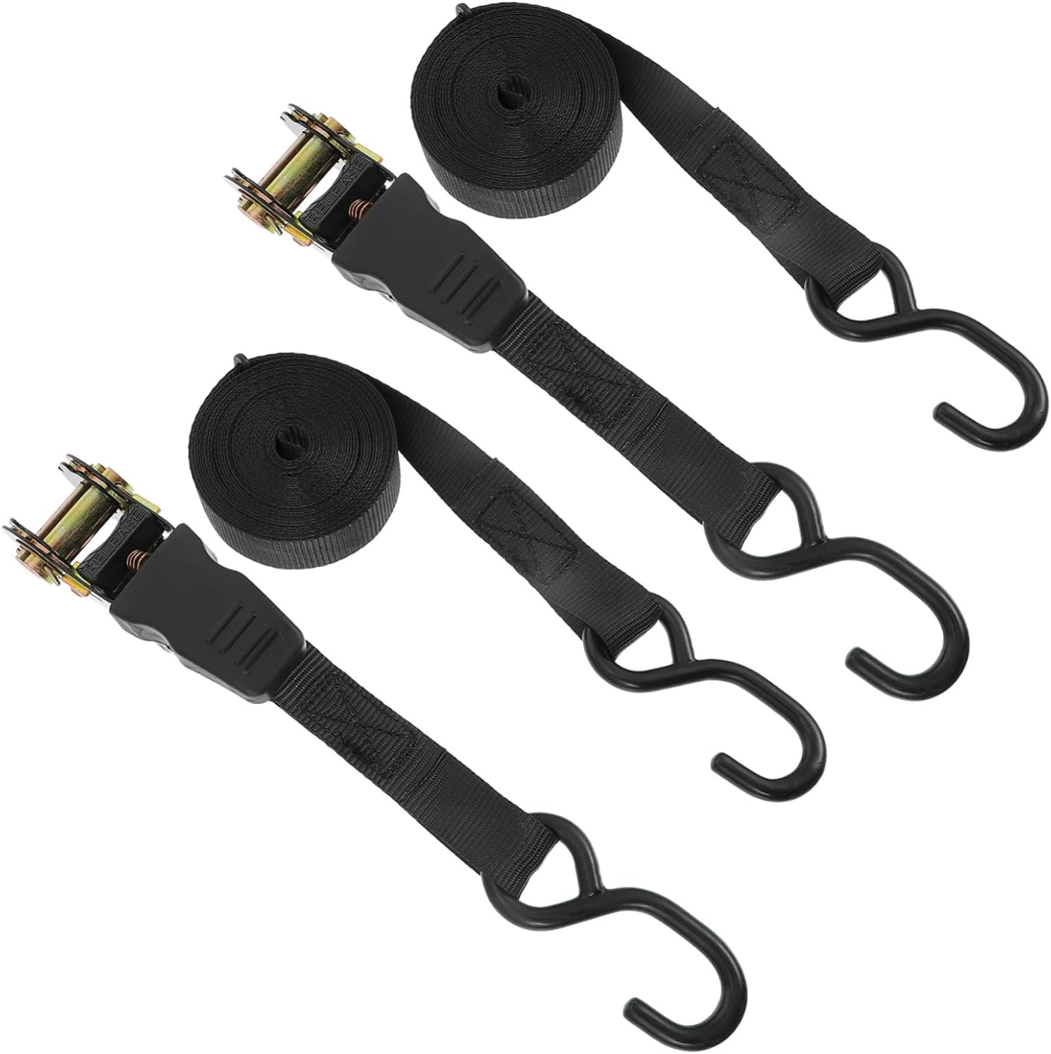 25Mm Cargo Binding Belts and Motorcycle Cargo Straps, 2 Sets Black Luggage Tie down Straps for Car and Travel Use, Heavy Duty Sturdy Securing Bands image number 6