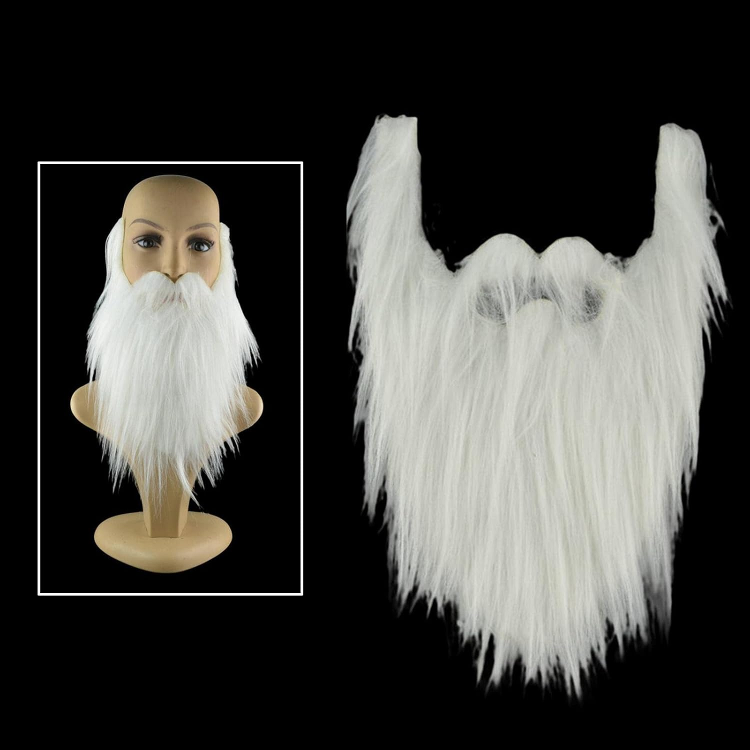 Colaxi Novelty Mustaches Costume Accessories Cosplay Party Supplies Long Fake Beard for Masquerade Festive Adults Children Opera Carnival Theme , White