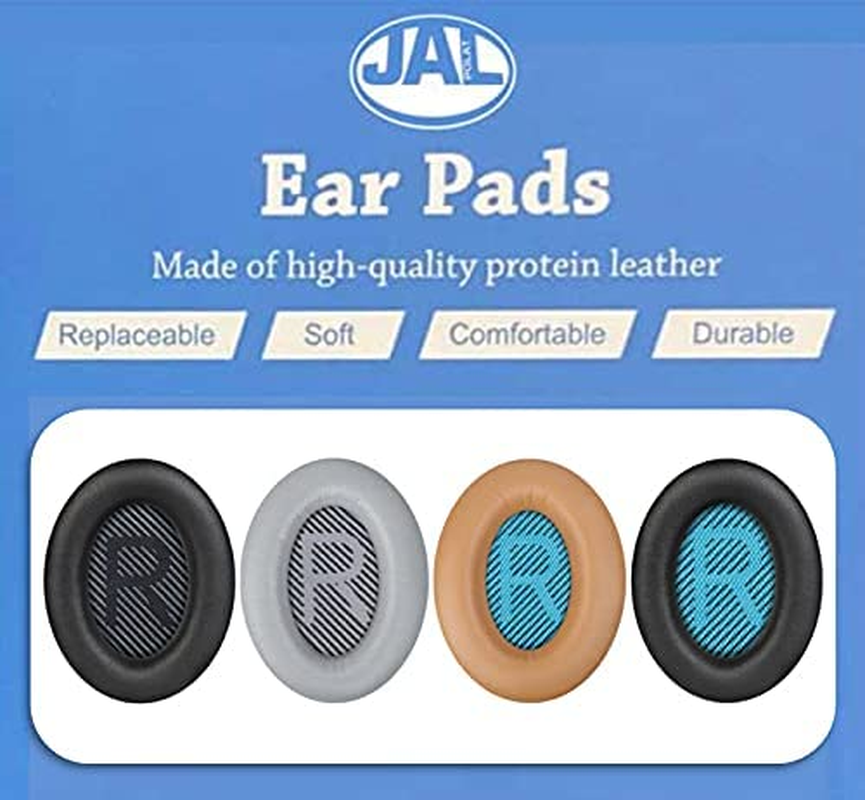 Replacement Earpads Cushions for Bose Quietcomfort 35 (QC35) & Quiet Comfort 35 II (QC35 Ii) / QC25 / QC45 Headphones, Ear Pads with Softer Leather, Noise Isolation Foam (Grey/Silver)