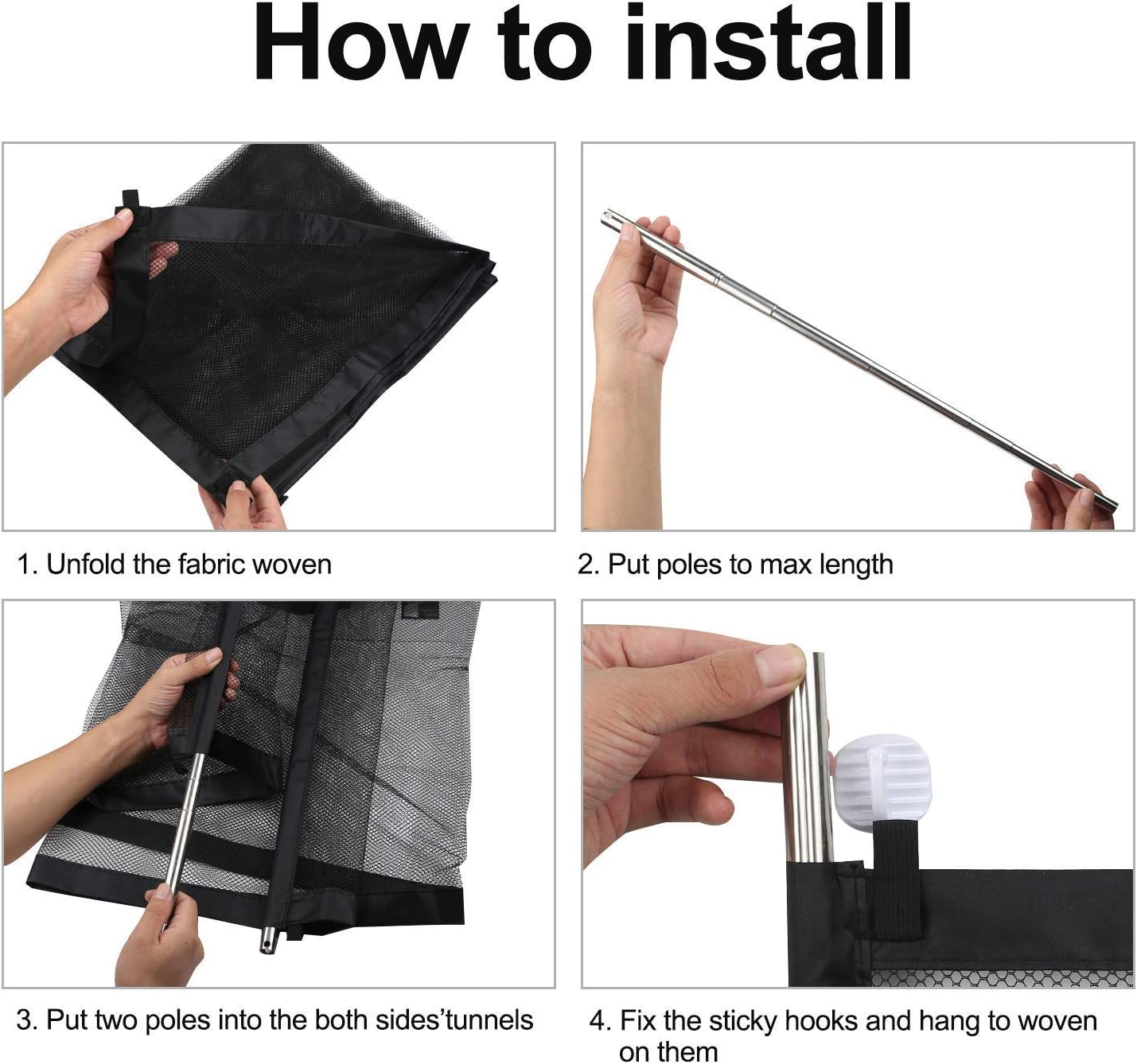 70.9"X28.3" Pet Gate,Baby Gate,Magic Gate Portable Folding Mesh Gate Safe Guard Isolated ，Indoor and Outdoor Safety Gate Install Anywhere (Black) image number 6