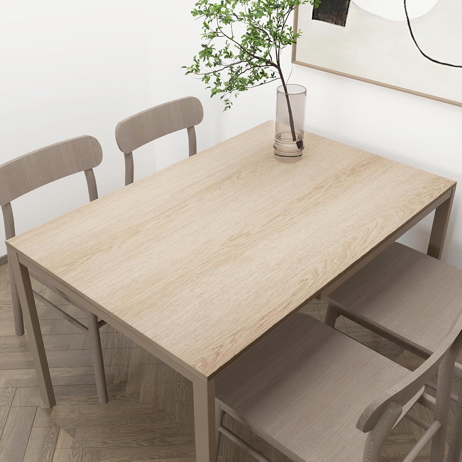 TOTIO Rice Yellow Wood Grain Contact Paper Walnut Textured Peel and Stick Wallpaper 16X354Inch Air Guide Slot Design Matte Thickened Self-Adhesive Waterproof Furniture Stickers Vinyl Decorative Film