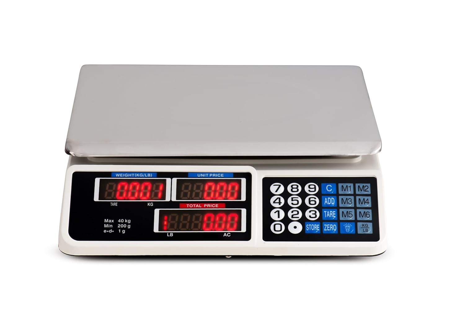 Kitchen Digital Electronic Scale 40KG 1G Accuracy Commercial Shop Platform Postal Weight Scales Food (New 40KG White)